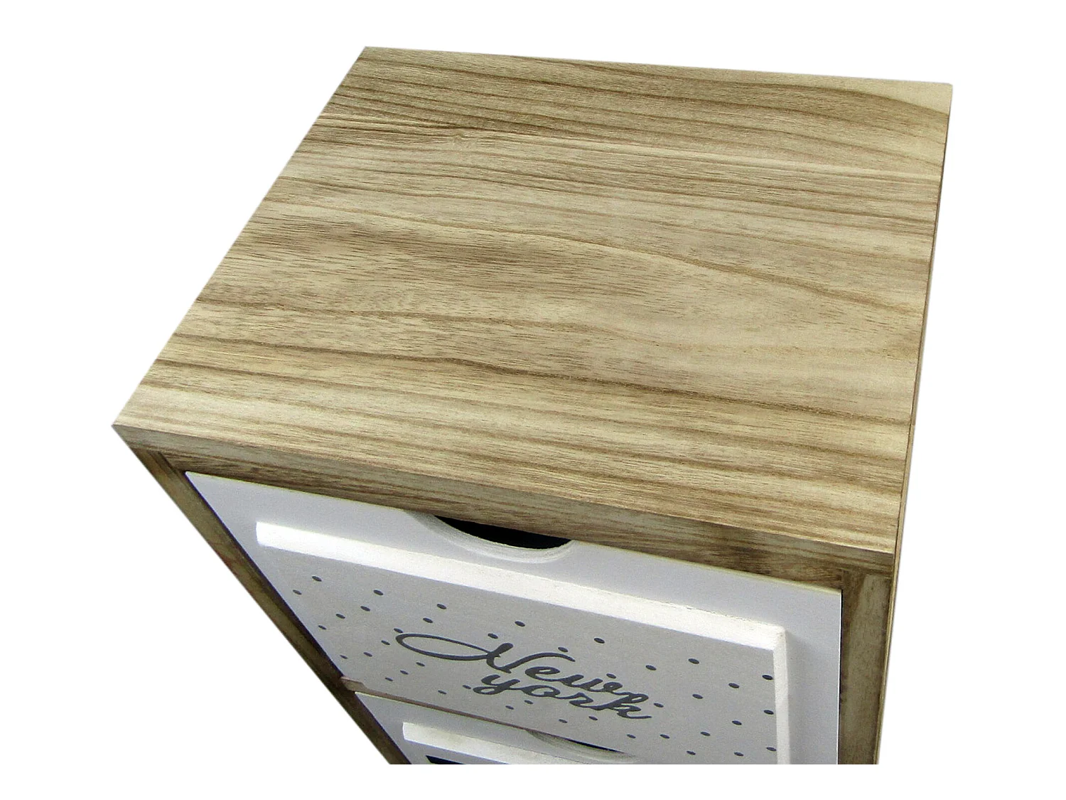 Commode Table De Chevet Nordic Marron Blanc 4 Tiroirs 97x30x24