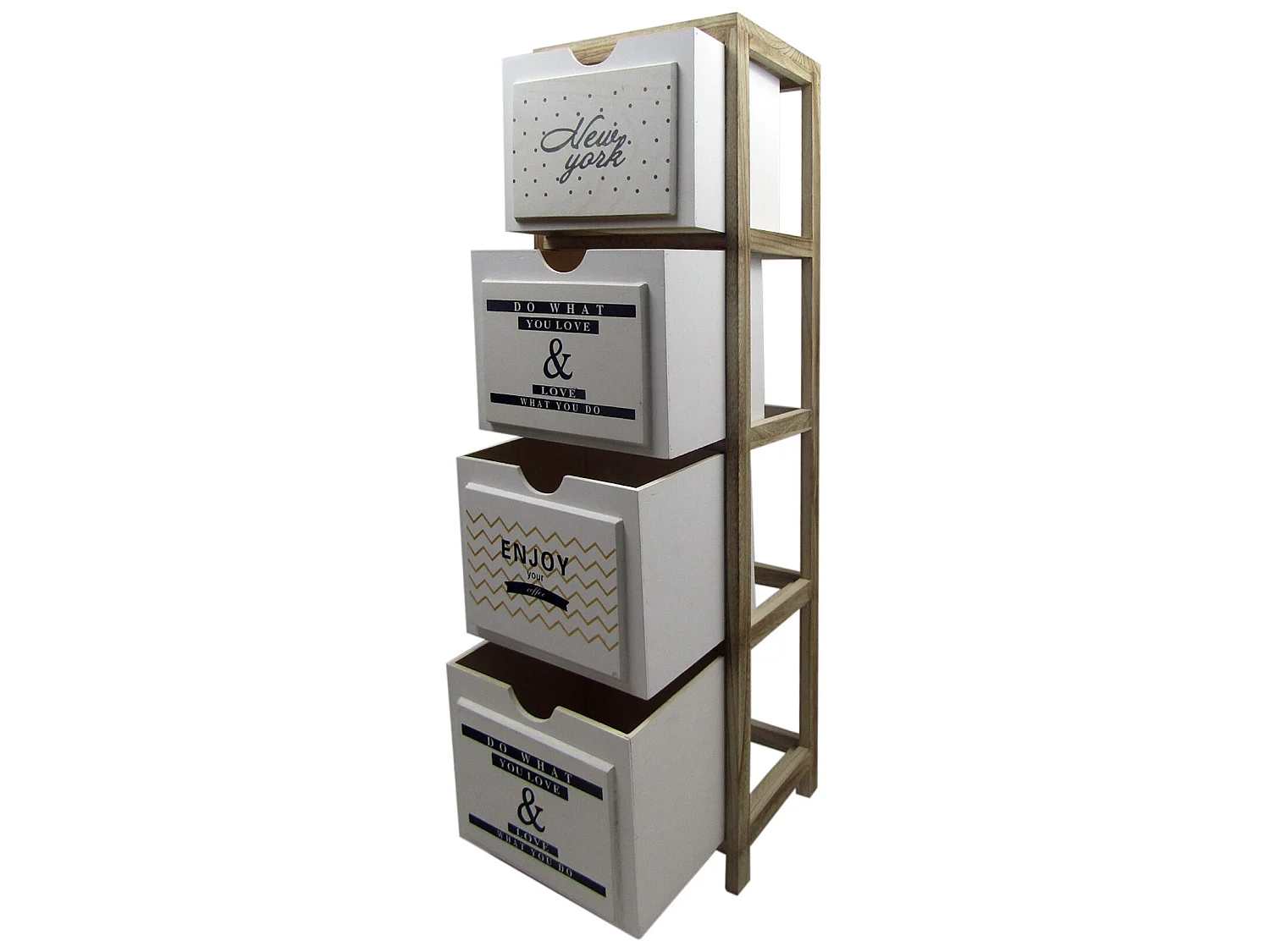 Cómoda Nórdica Cómoda Castanha Branca 4 gavetas 97x30x24