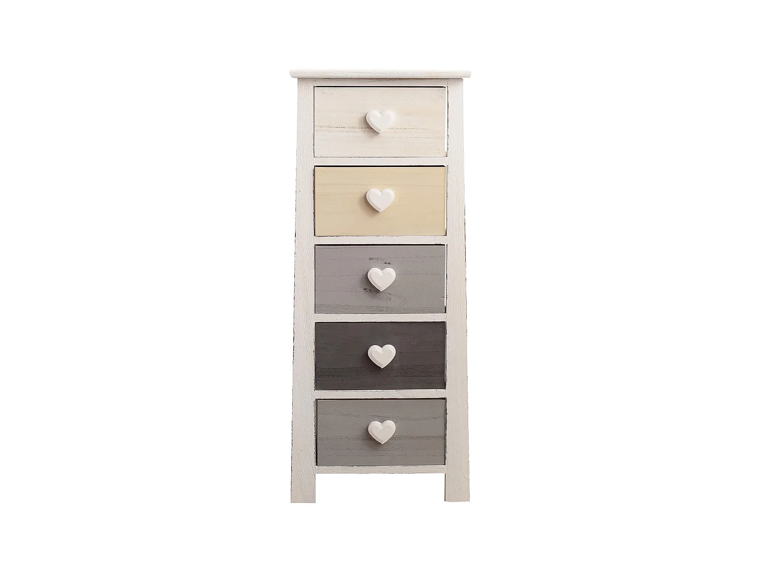 Cassettiera Comodino  5 Cassetti Colorati Cuore 87x37x27