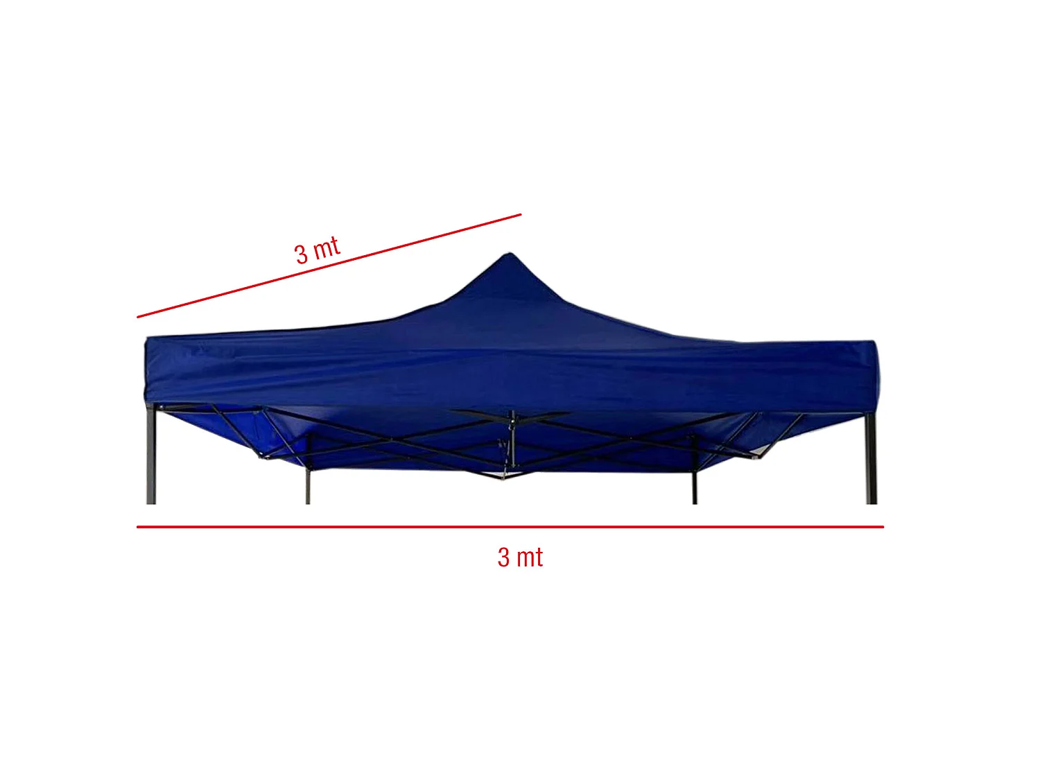 Copertura Tetto Gazebo Blu Poliestere Ombreggiante Antiuv 3x3