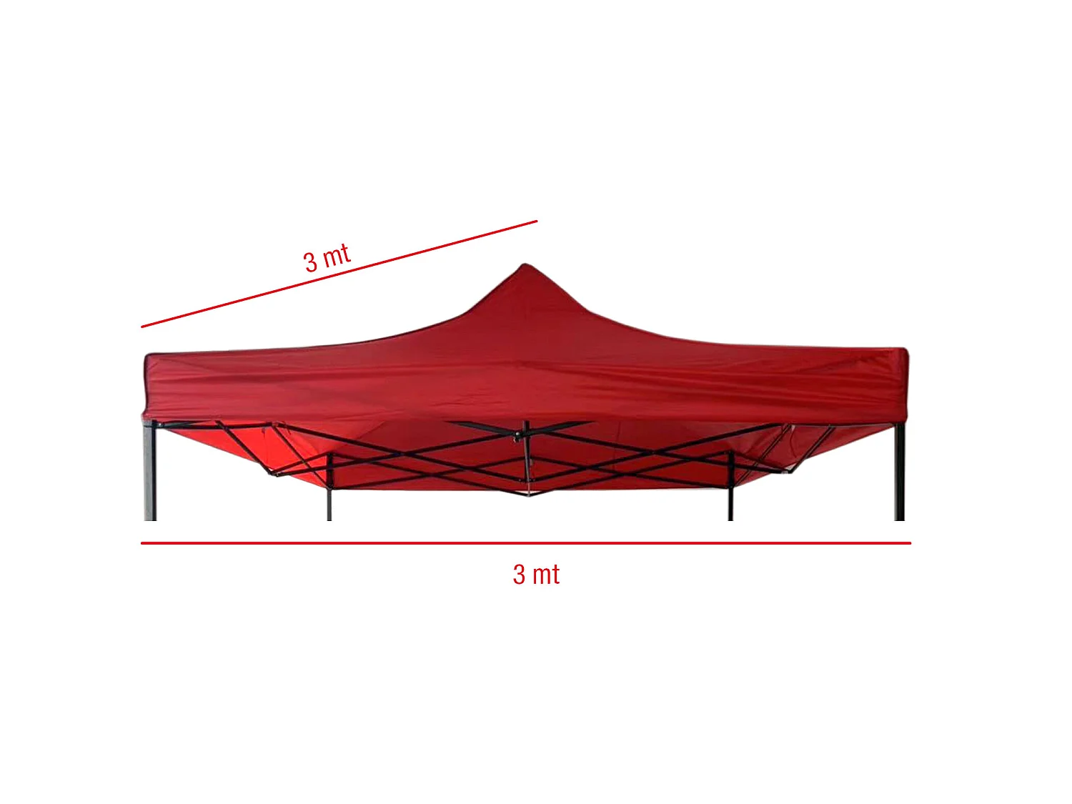 Telo Ricambio Gazebo Tendone Rosso Poliestere Resistente 3x3
