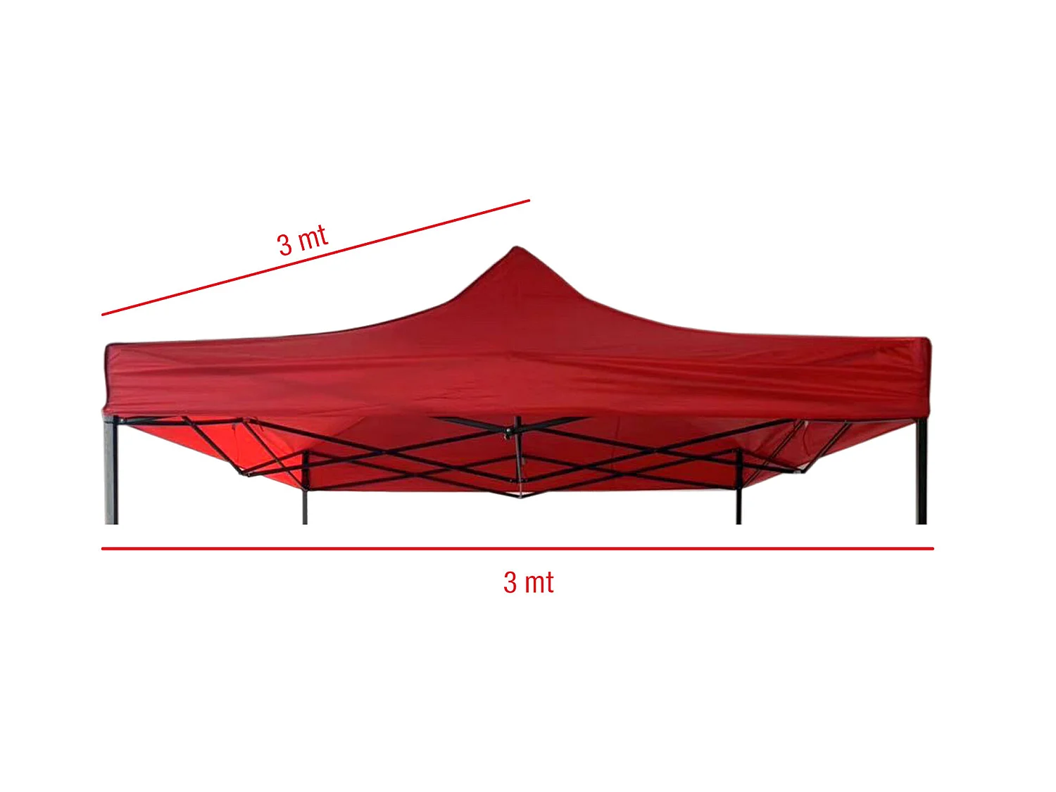 Telo Ricambio Gazebo Tendone Rosso Poliestere Resistente 3x3
