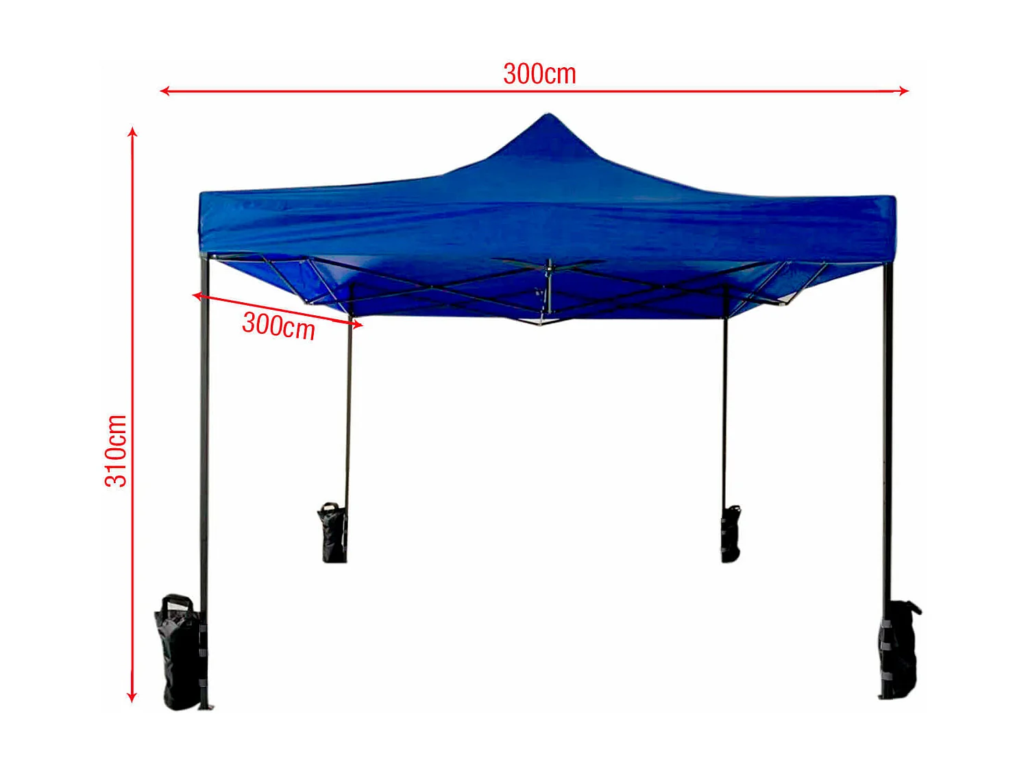 Gazebo Encerado Azul 4 Pesos Poliéster Metálico 3x3