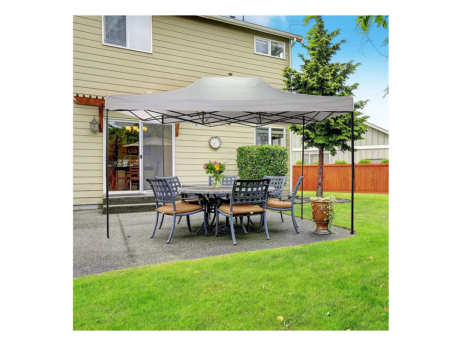 Gazebo Pliant Blanc Métal Polyester Aver Garde Marchés 3x4,5