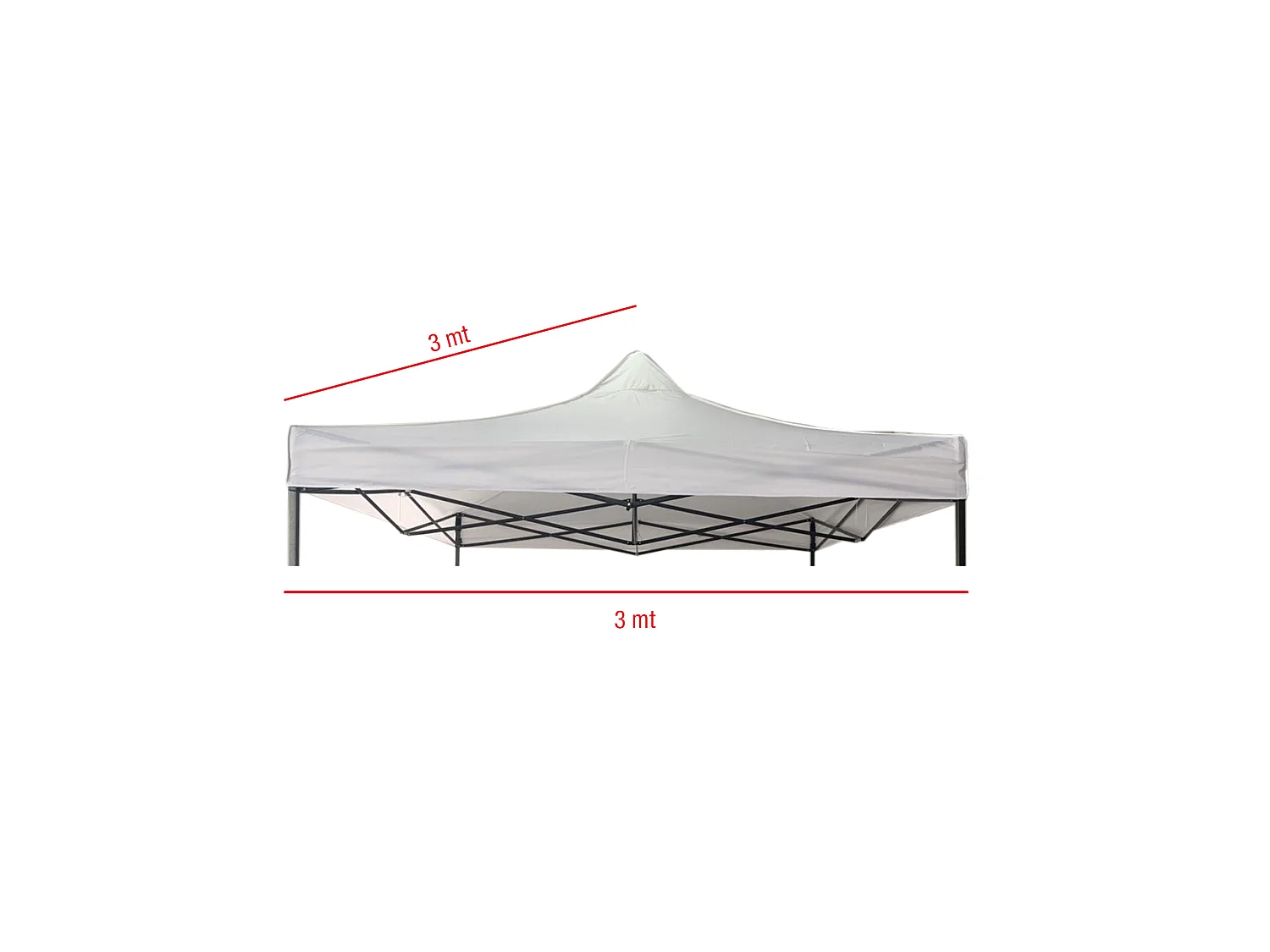 Telo Ricambio Tetto Gazebo Bianco Poliestere Impermeabile 3x3