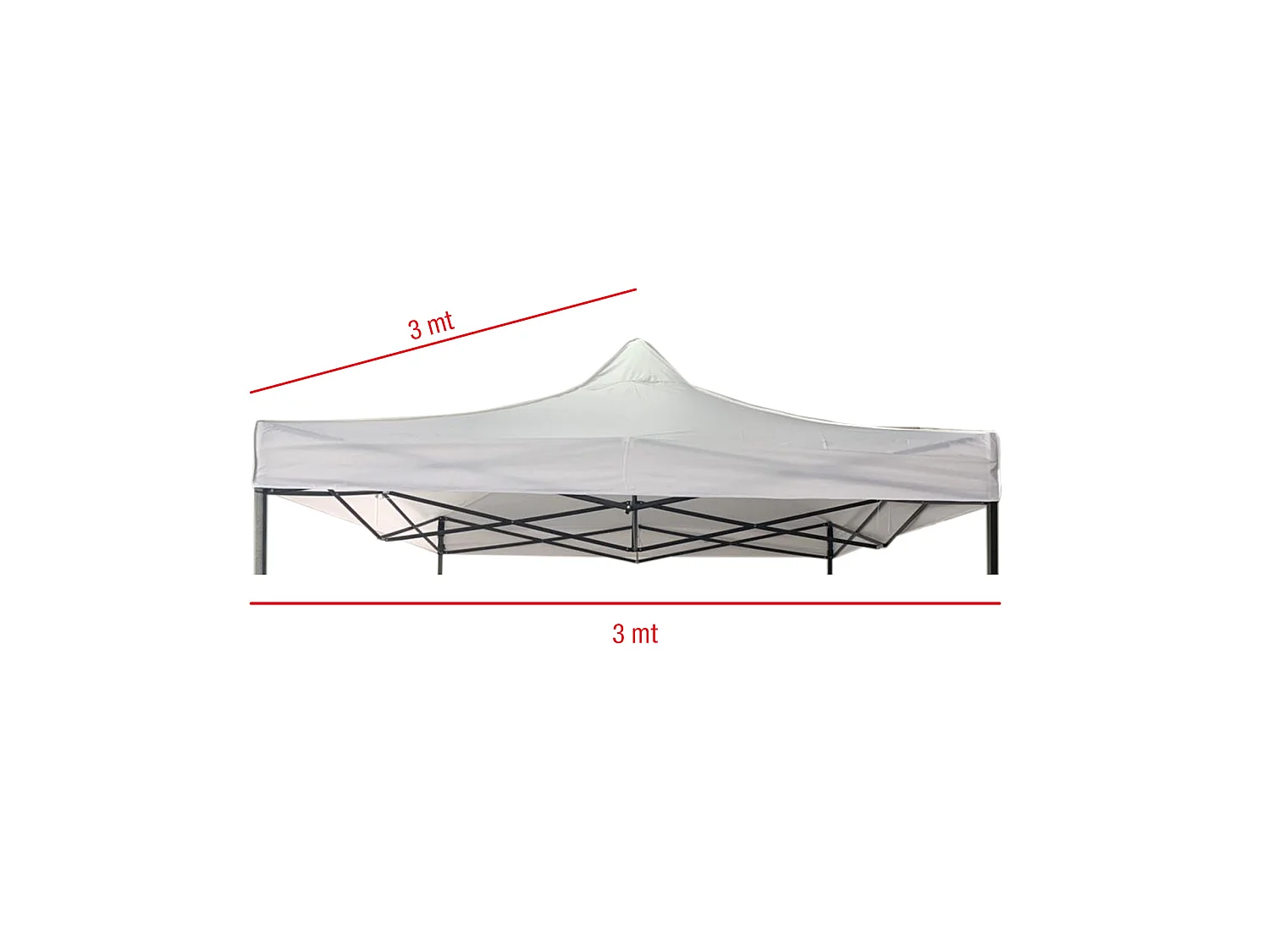 Telo Ricambio Tetto Gazebo Bianco Poliestere Impermeabile 3x3