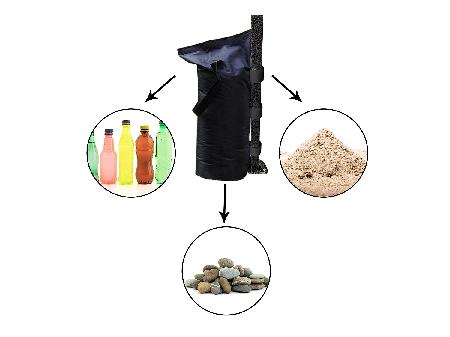 4 Sacs Lestage Fixation Tonnelle Pavillon Noir Velcro 48x22,5