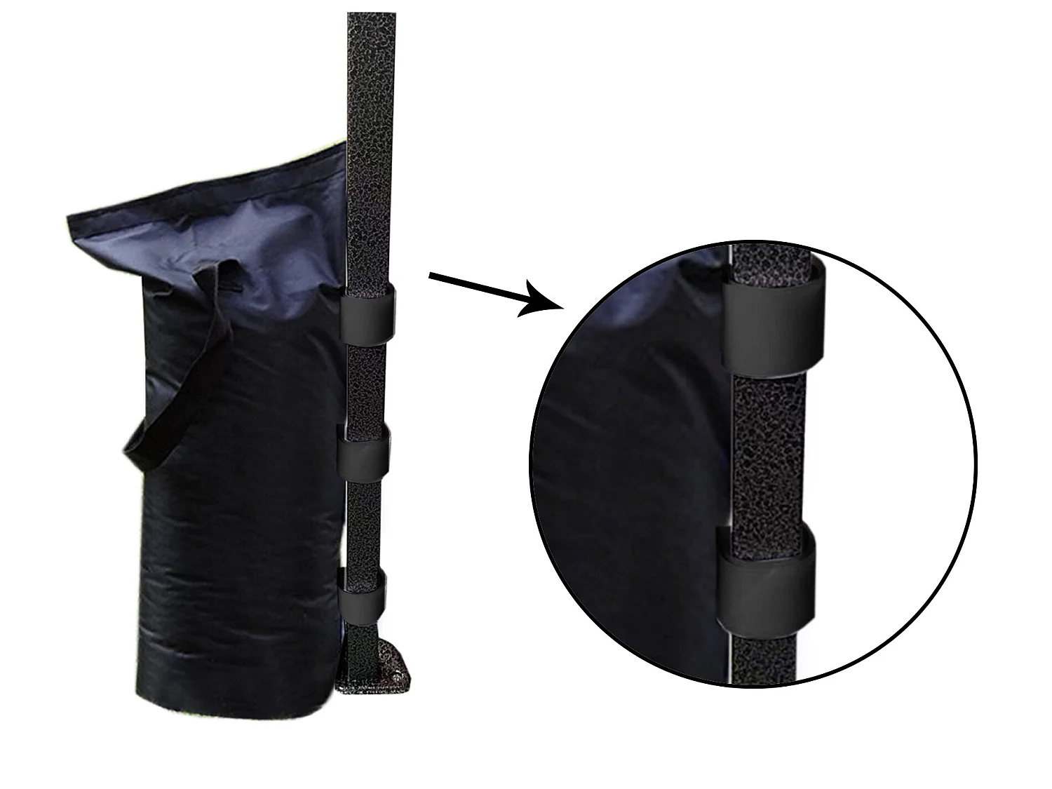 4 Sacs Lestage Fixation Tonnelle Pavillon Noir Velcro 48x22,5