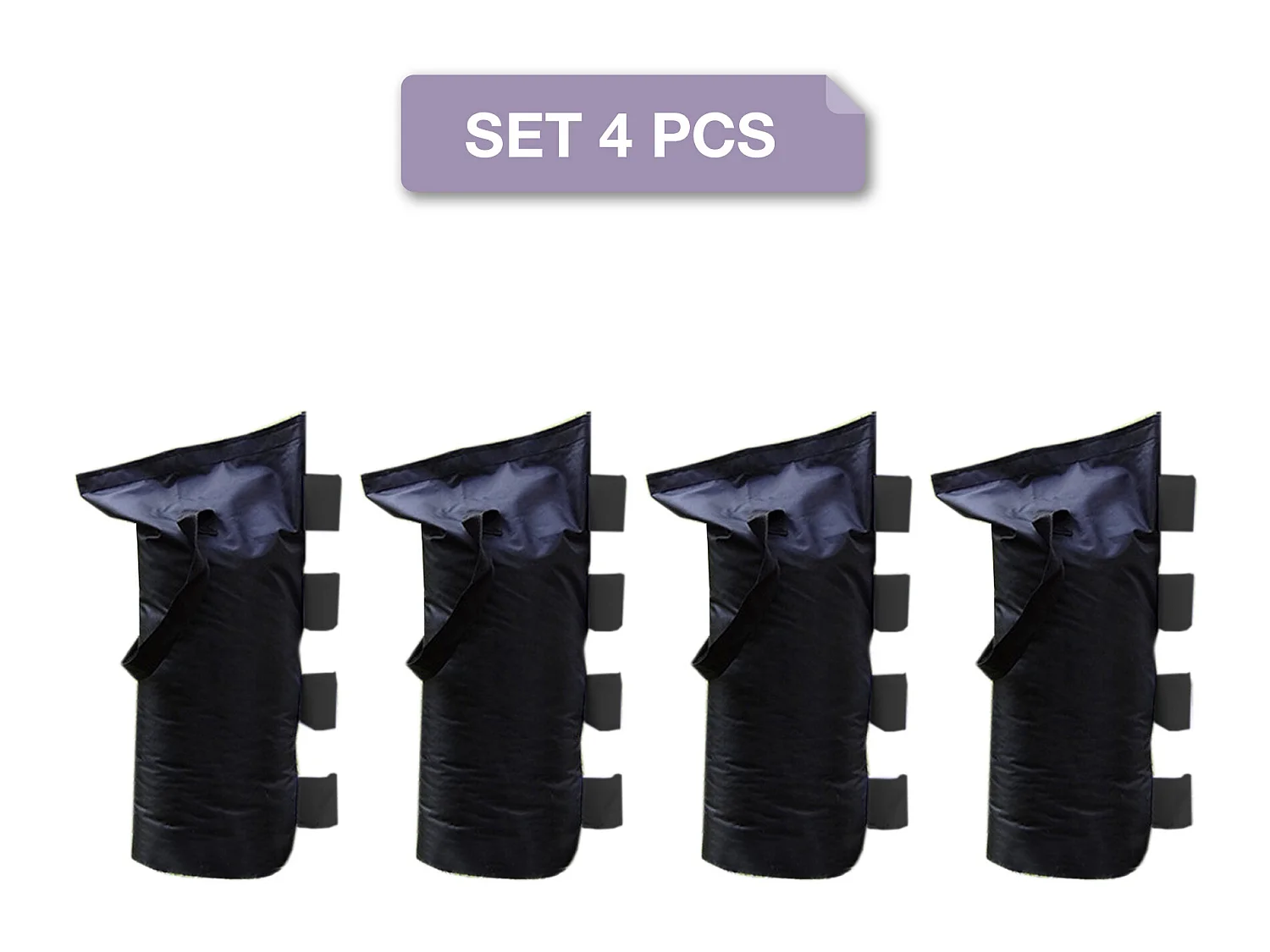 4 Sacs Lestage Fixation Tonnelle Pavillon Noir Velcro 48x22,5