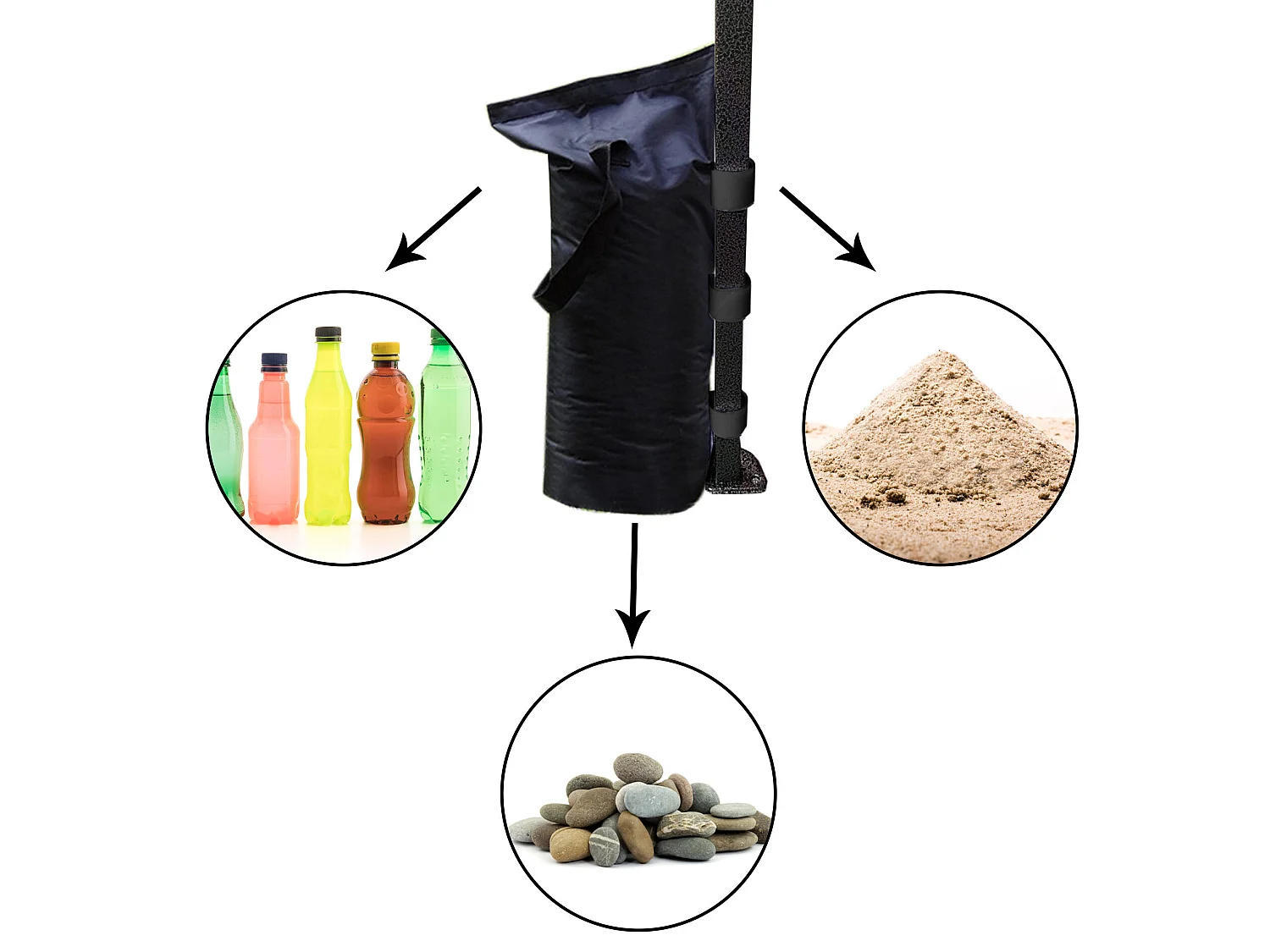 4 Sacs Lestage Fixation Tonnelle Pavillon Noir Velcro 48x22,5