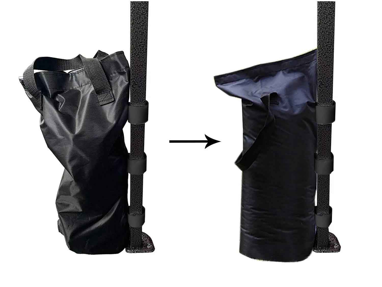 4 Sacs Lestage Fixation Tonnelle Pavillon Noir Velcro 48x22,5