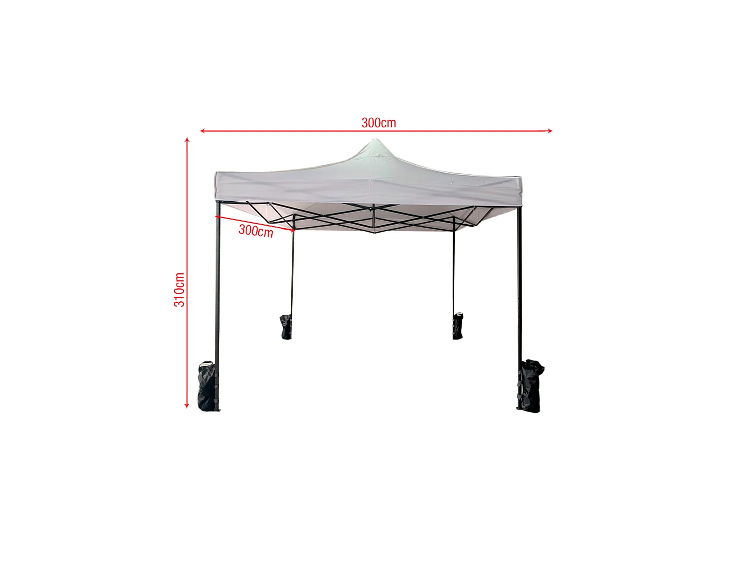 Gazebo Dobrável Branco 4 Pesos Metal Poliéster 3x3
