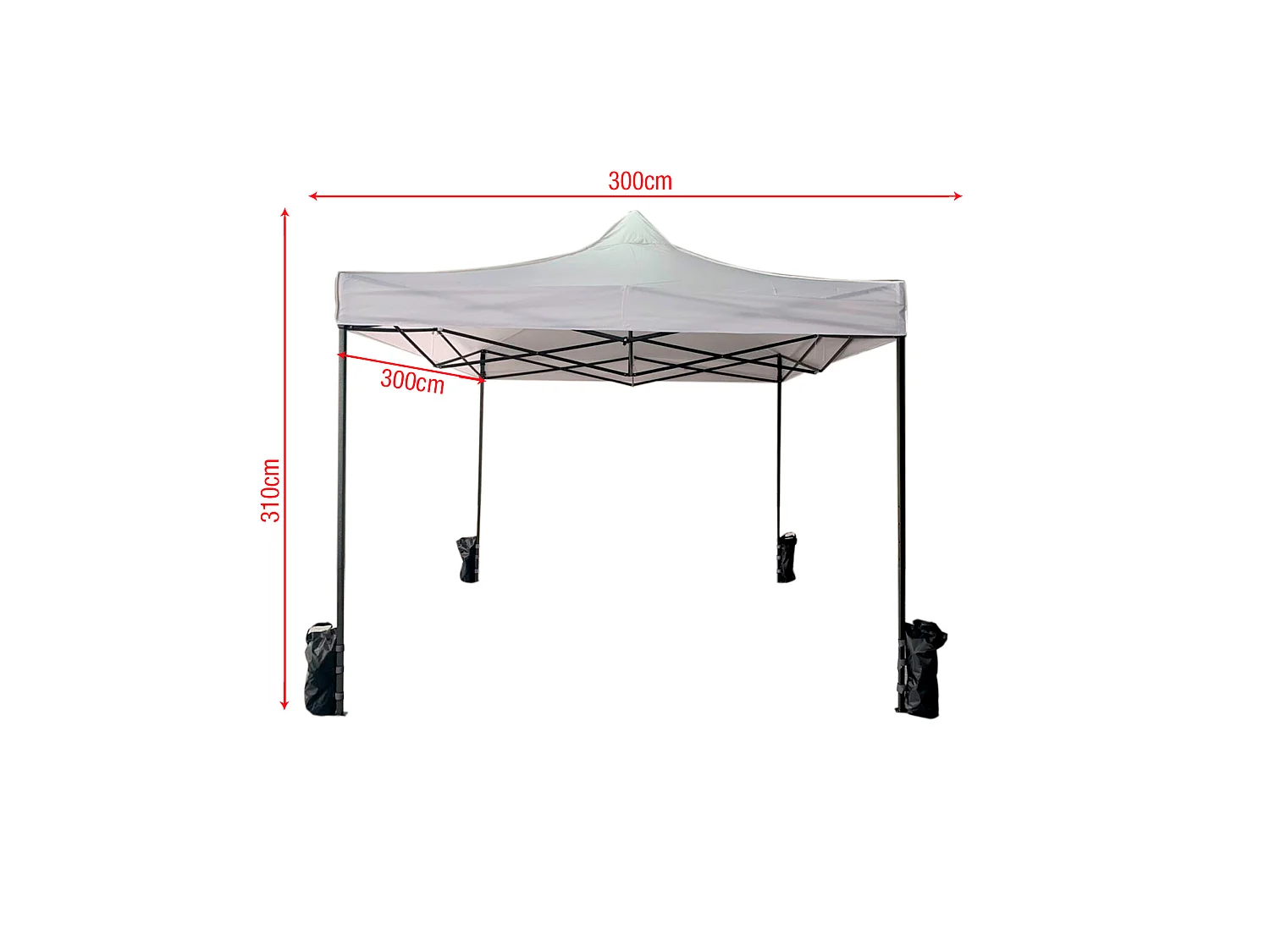 Gazebo Dobrável Branco 4 Pesos Metal Poliéster 3x3