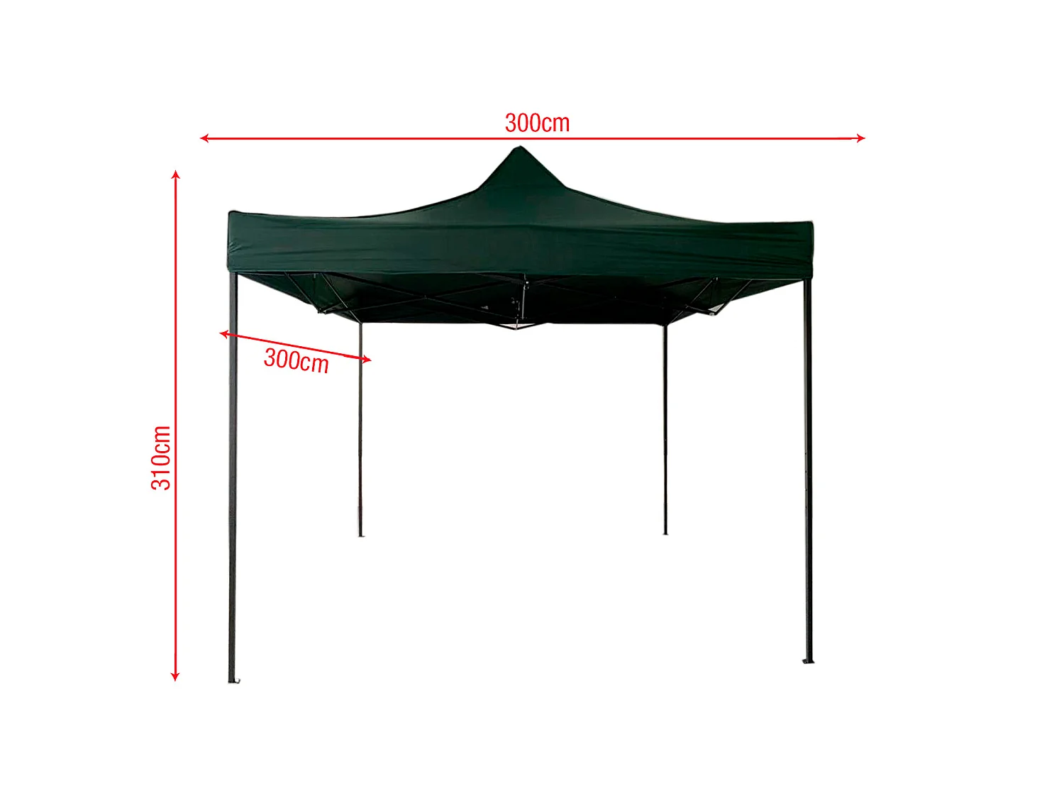 Gazebo Tela Dobrável Verde 4 Pesos Poliéster Metálico 3x3