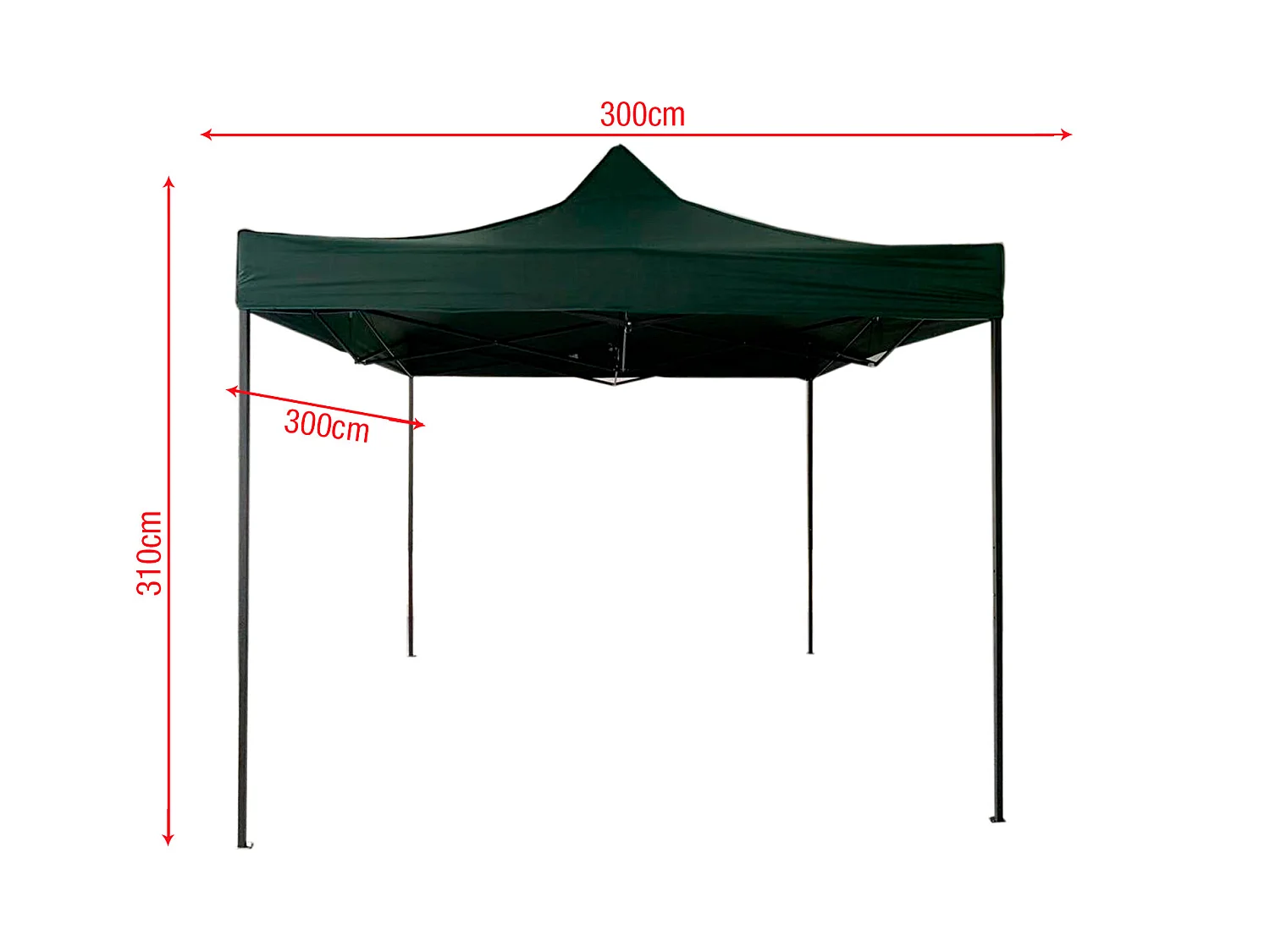 Gazebo Tela Dobrável Verde 4 Pesos Poliéster Metálico 3x3
