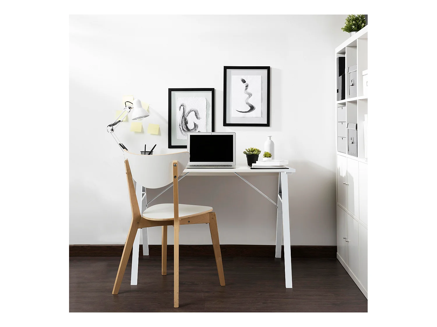 Table d'ordinateur pour PC en bois acier blanc de style moderne