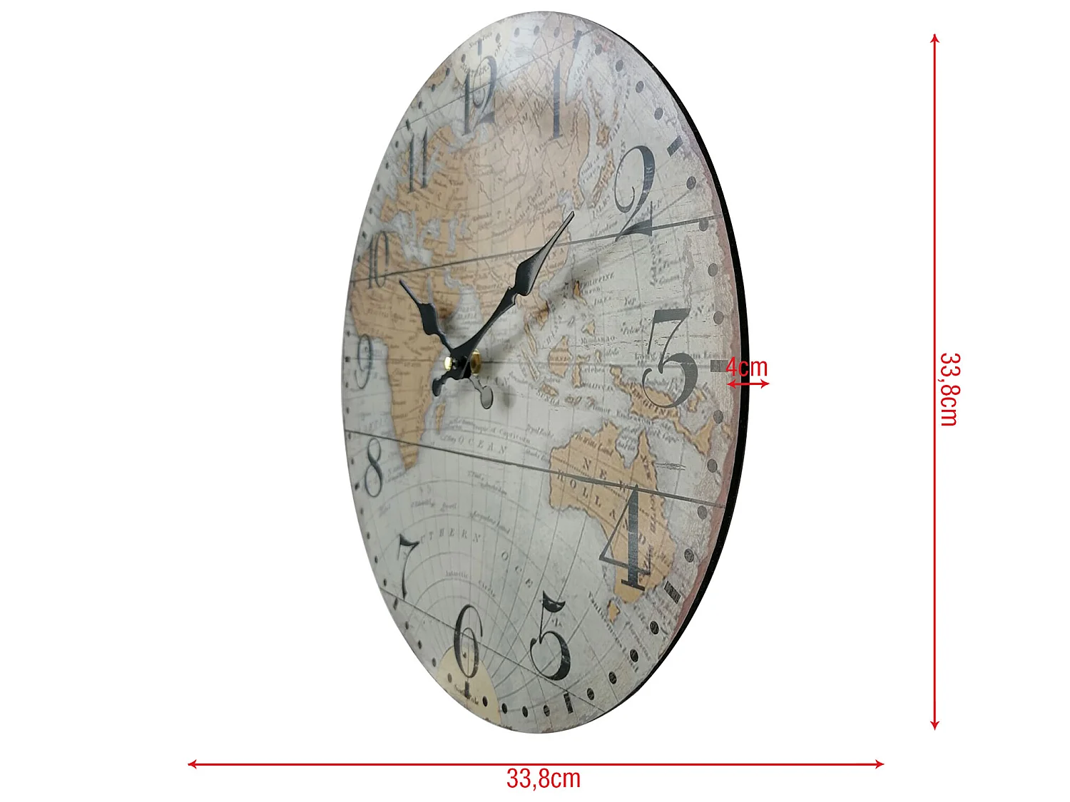 Horloge Murale Carte Du Monde Mdf Brun Gris Style Rétro pour Cuisine