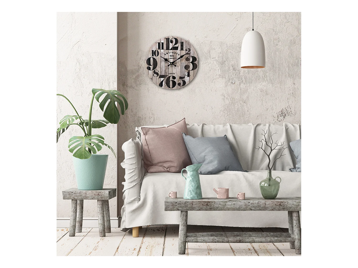 Relógio de parede Mdf Preto Cozinha Marrom Sala de estar 33.8x33.8x4