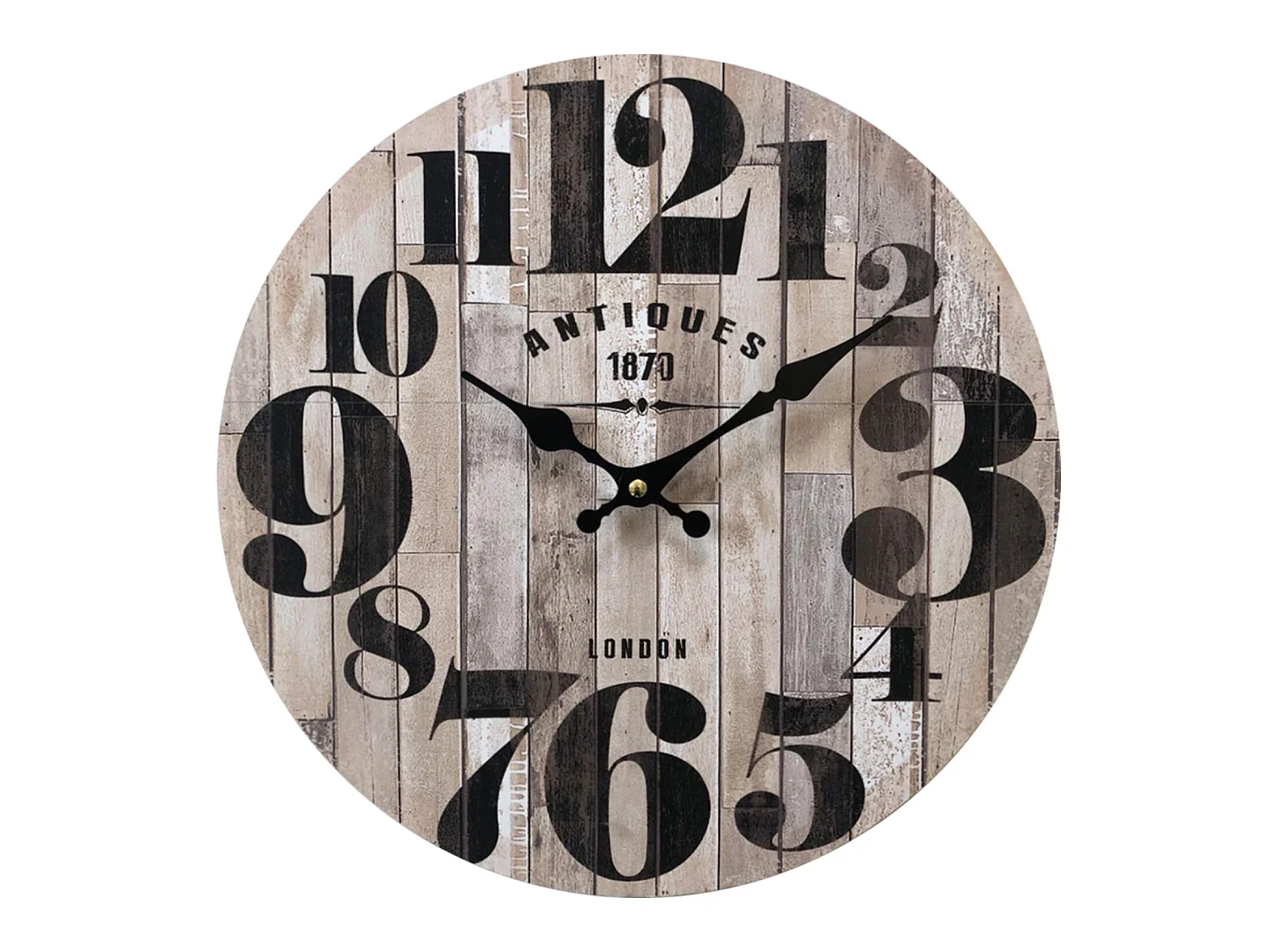 Relógio de parede Mdf Preto Cozinha Marrom Sala de estar 33.8x33.8x4