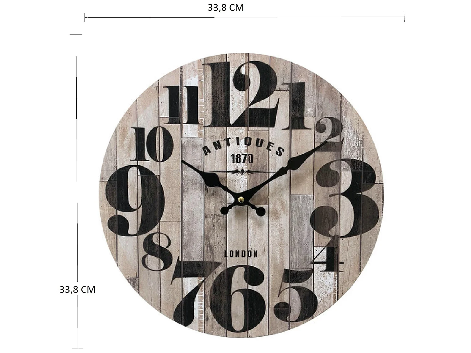 Orologio A Muro Mdf Nero Marrone Cucina Soggiorno 33,8x33,8x4