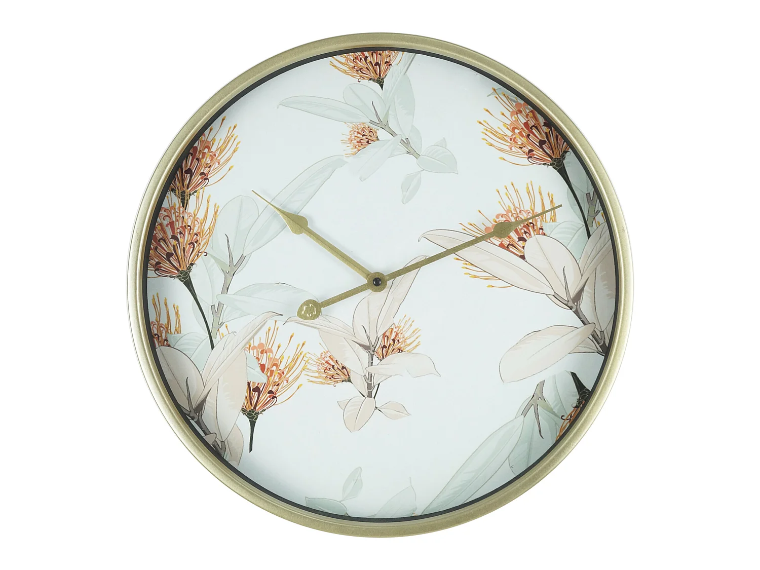 Orologio Decorativo Muro Mdf Metallo Vetro Bianco Dorato 40x40x6