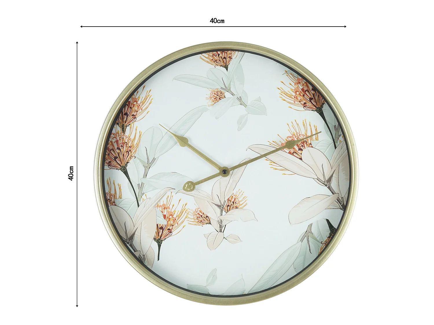 Orologio Decorativo Muro Mdf Metallo Vetro Bianco Dorato 40x40x6