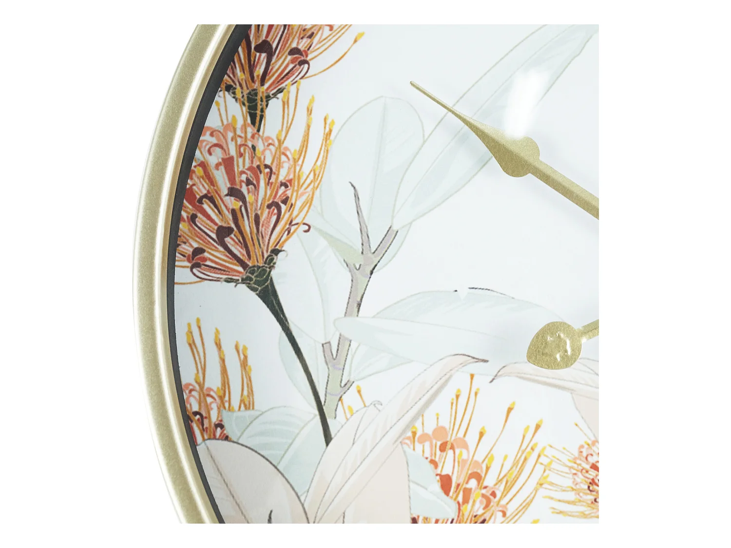 Orologio Decorativo Muro Mdf Metallo Vetro Bianco Dorato 40x40x6