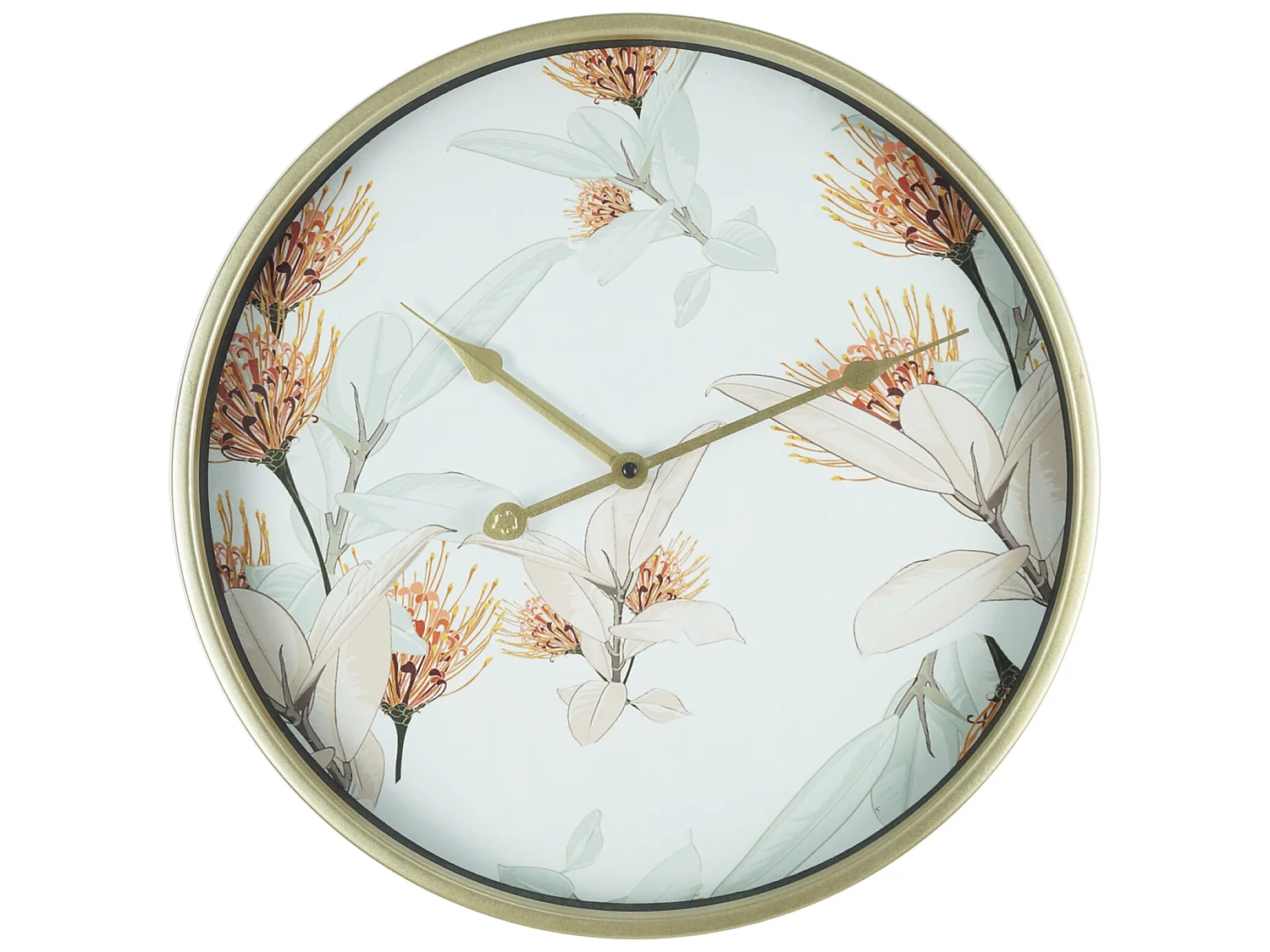Horloge Murale De Cuisine Salon En Mdf Métal Verre Blanc Doré 40 Cm
