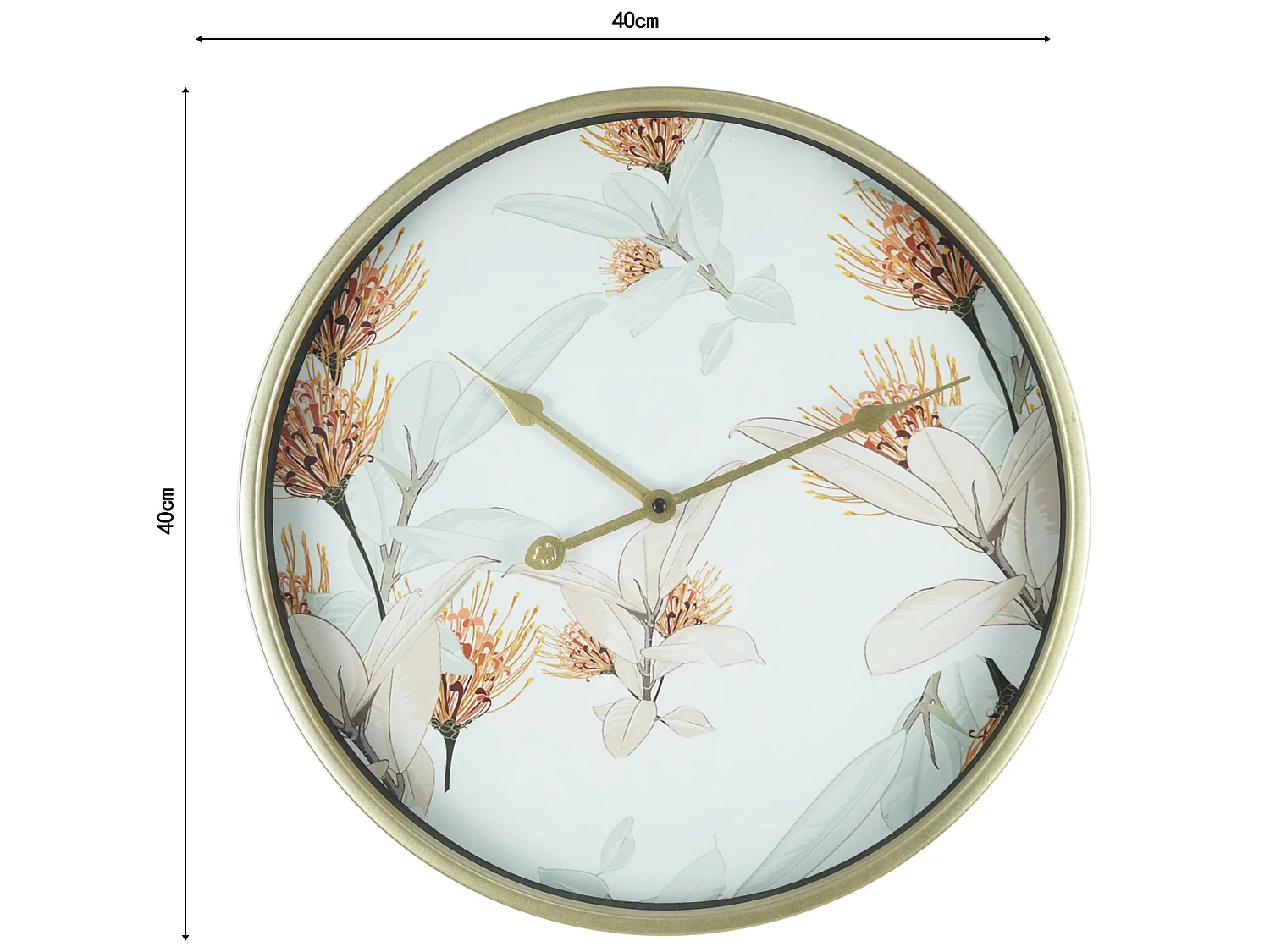 Horloge Murale De Cuisine Salon En Mdf Métal Verre Blanc Doré 40 Cm