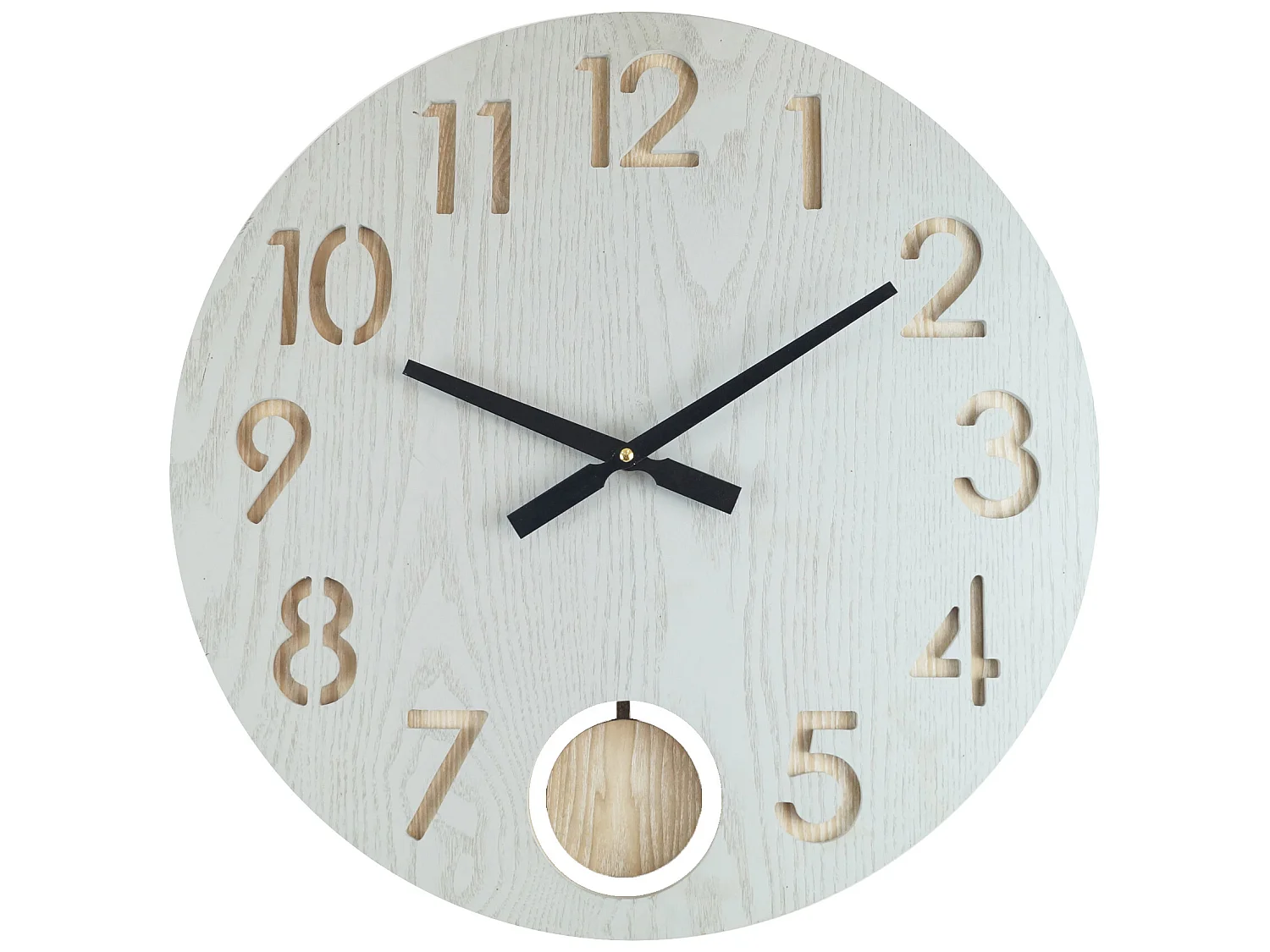 Grande Horloge Murale Particulière En Mdf, Blanc Marron, Salon 50 Cm