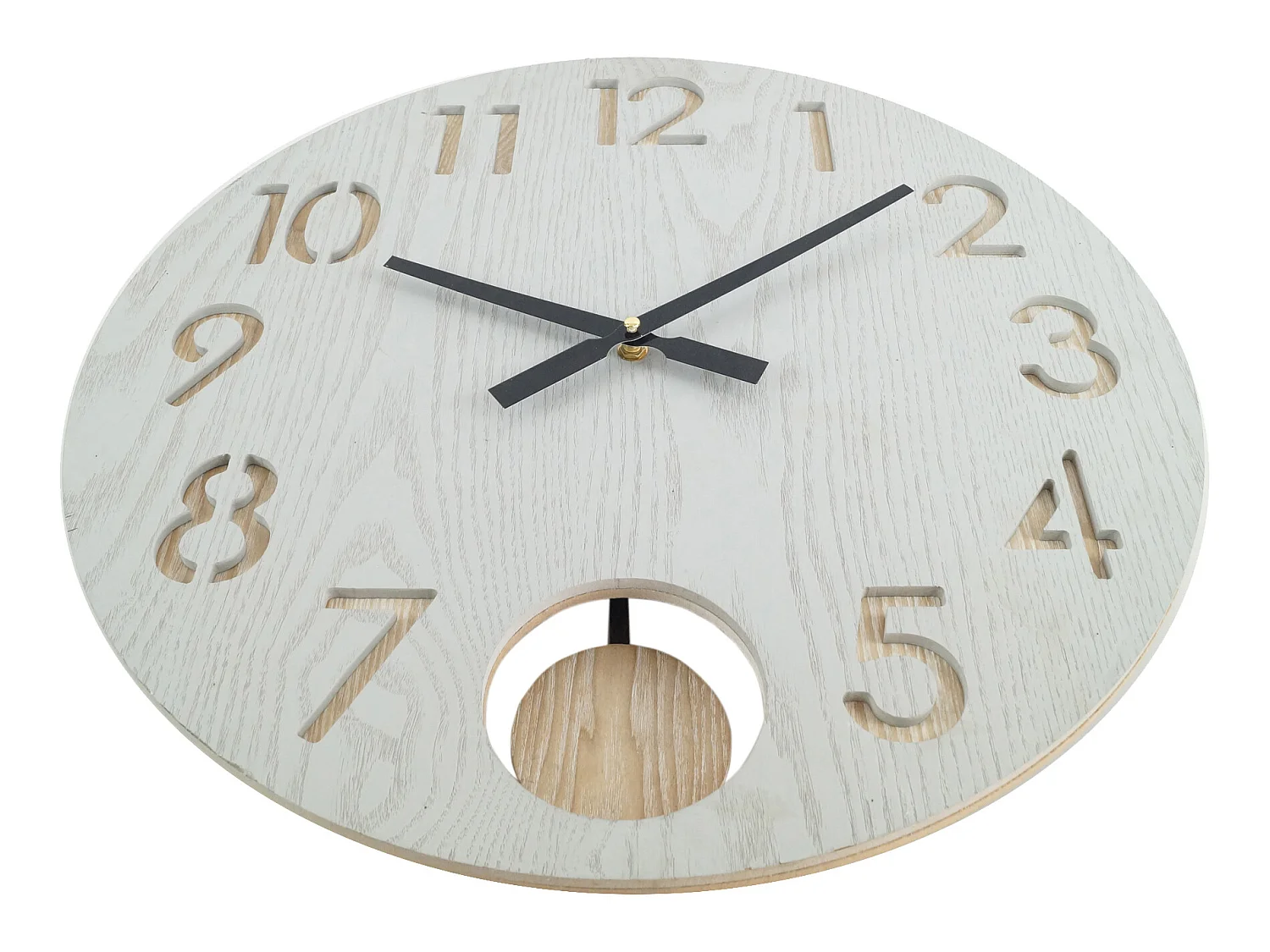 Grande Horloge Murale Particulière En Mdf, Blanc Marron, Salon 50 Cm