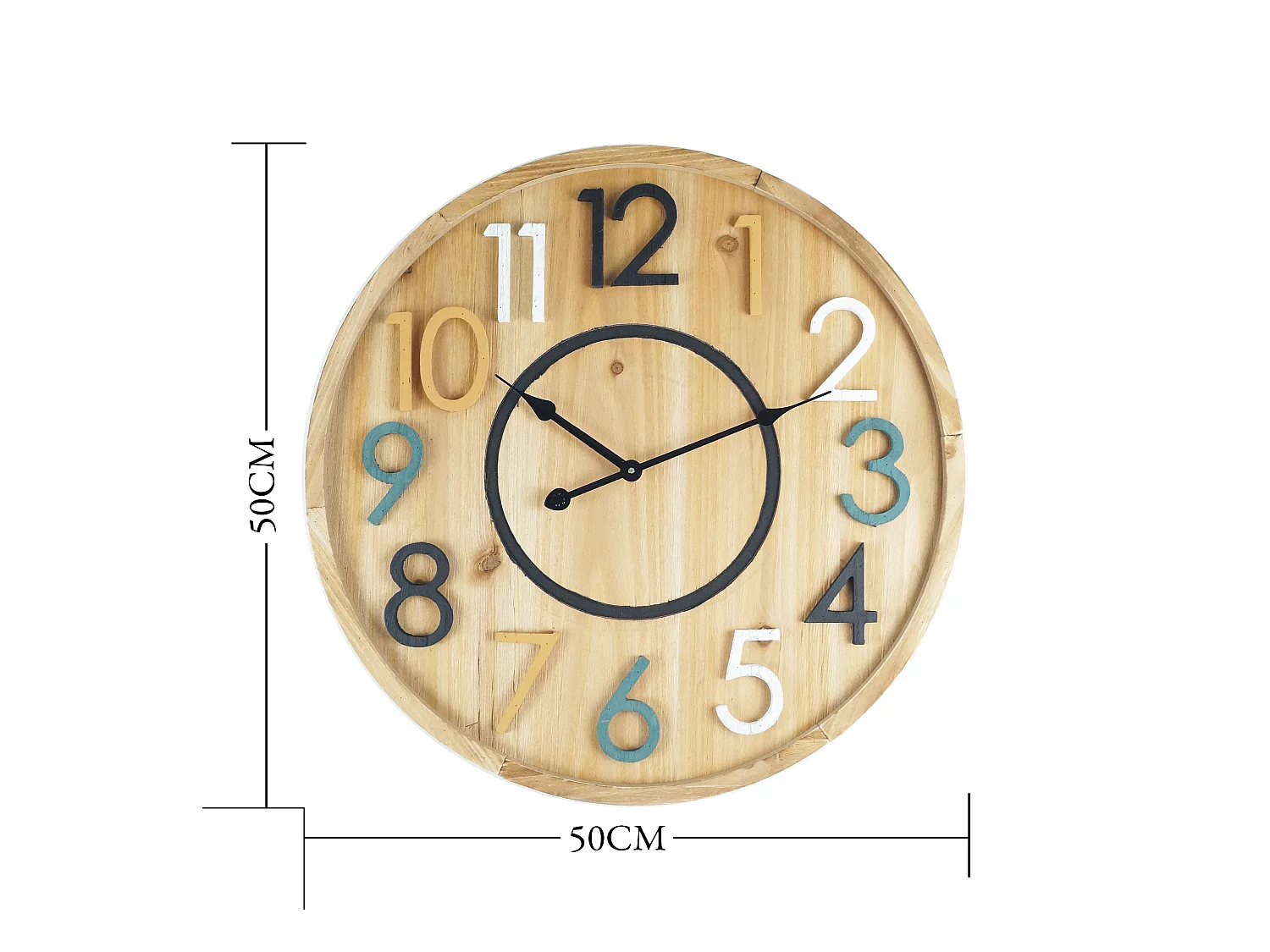 Orologio Parete Moderno Mdf Marrone Camera Ufficio Sala 50x50x4,5