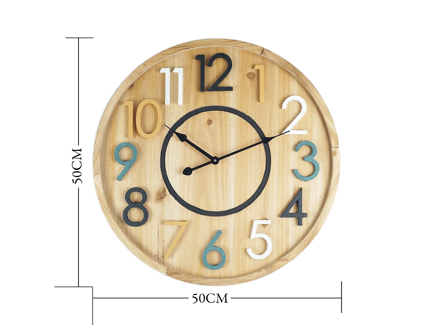 Relógio de Parede Moderno Mdf Quarto Castanho 50x50x4,5