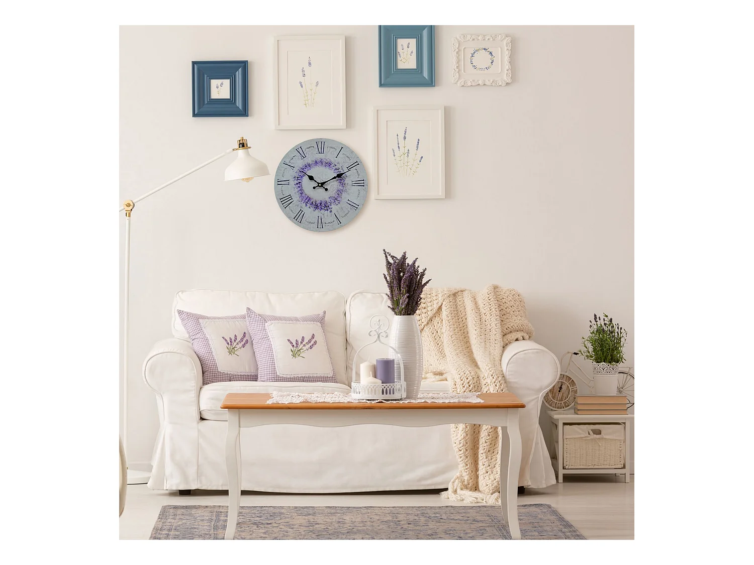 Horloge Murale Horloges Vintage Mdf Blanc Imprimé Floral Idée Cadeau