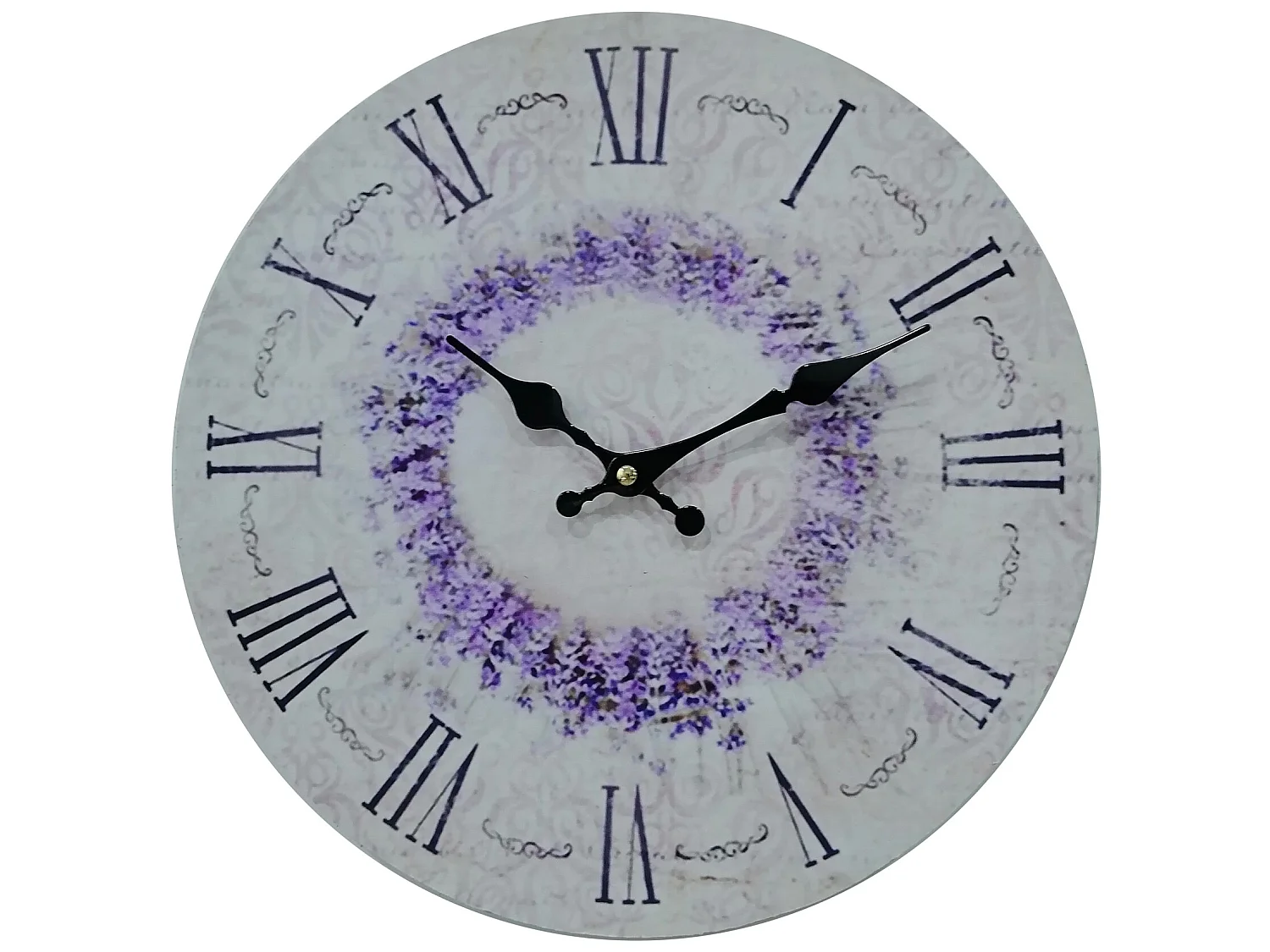 Horloge Murale Horloges Vintage Mdf Blanc Imprimé Floral Idée Cadeau