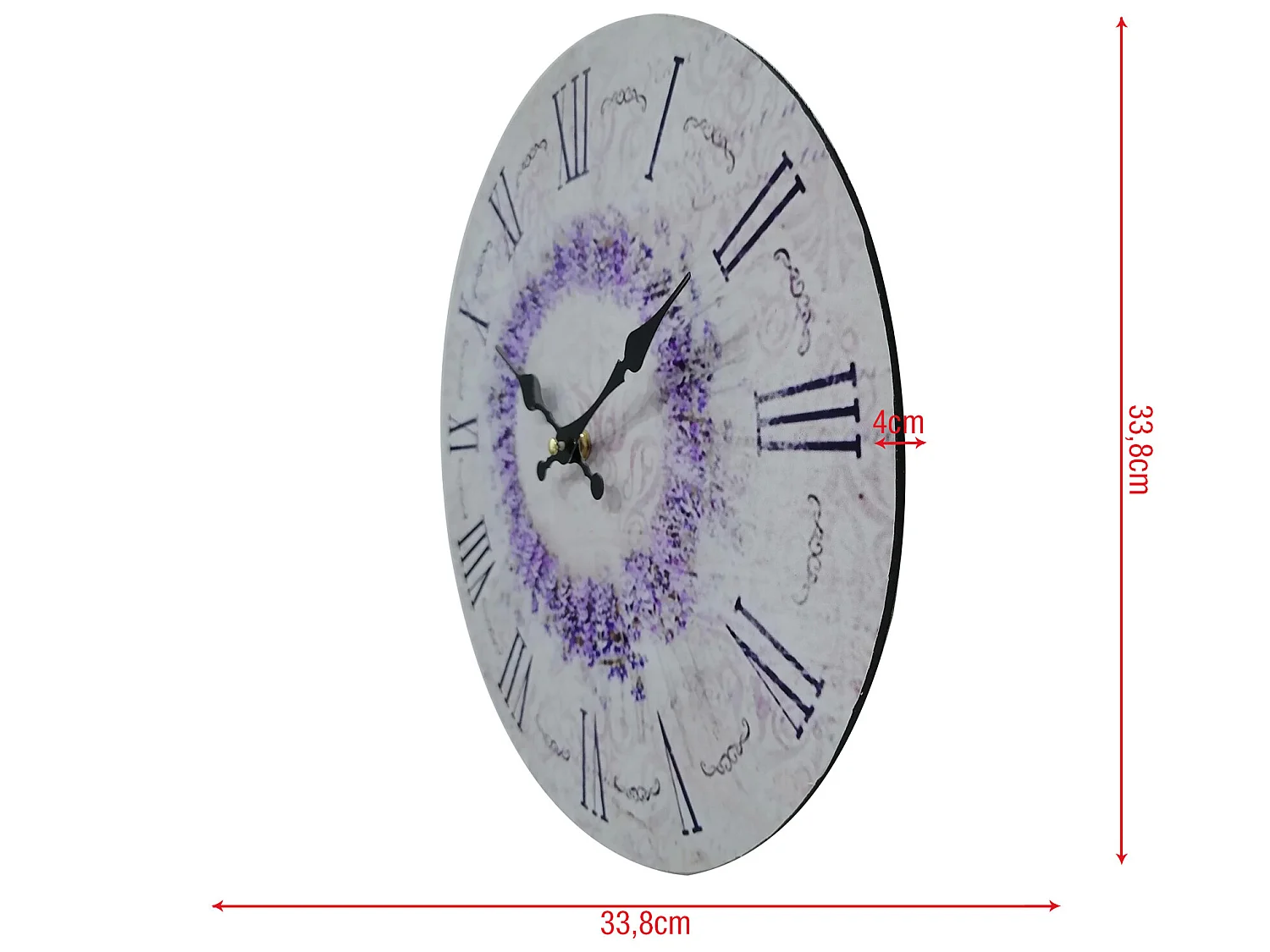 Horloge Murale Horloges Vintage Mdf Blanc Imprimé Floral Idée Cadeau