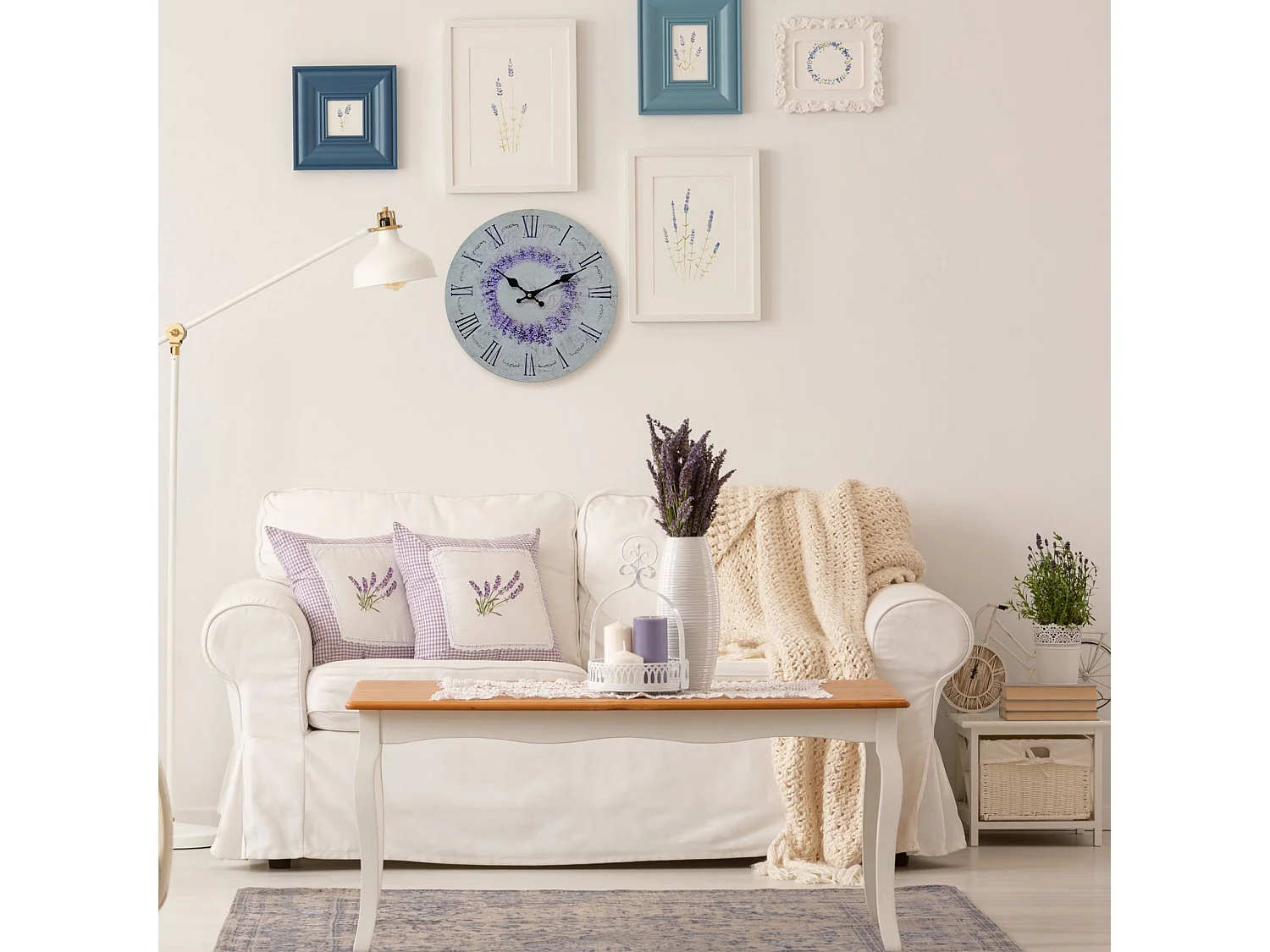 Horloge Murale Horloges Vintage Mdf Blanc Imprimé Floral Idée Cadeau