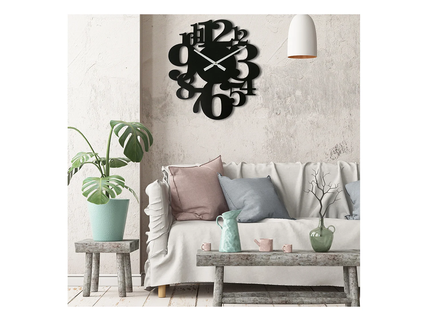 Orologio Da Appendere Orologi Mdf Nero Numeri Grandi 55x50x4,5