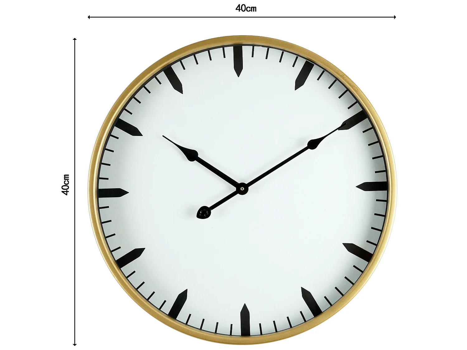 Orologio A Muro Orologi Bianco Dorato Mdf Metallo Vetro 40x40x6