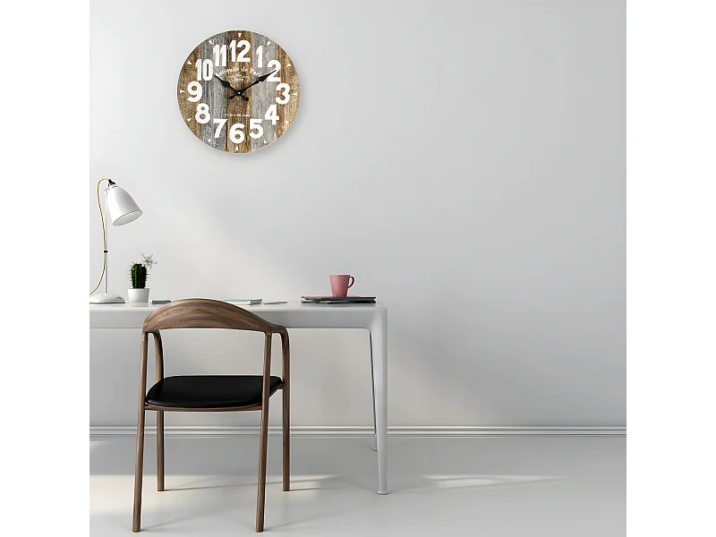 Orologio A Parete Orologi Vintage Rustico Legno 34x34x4