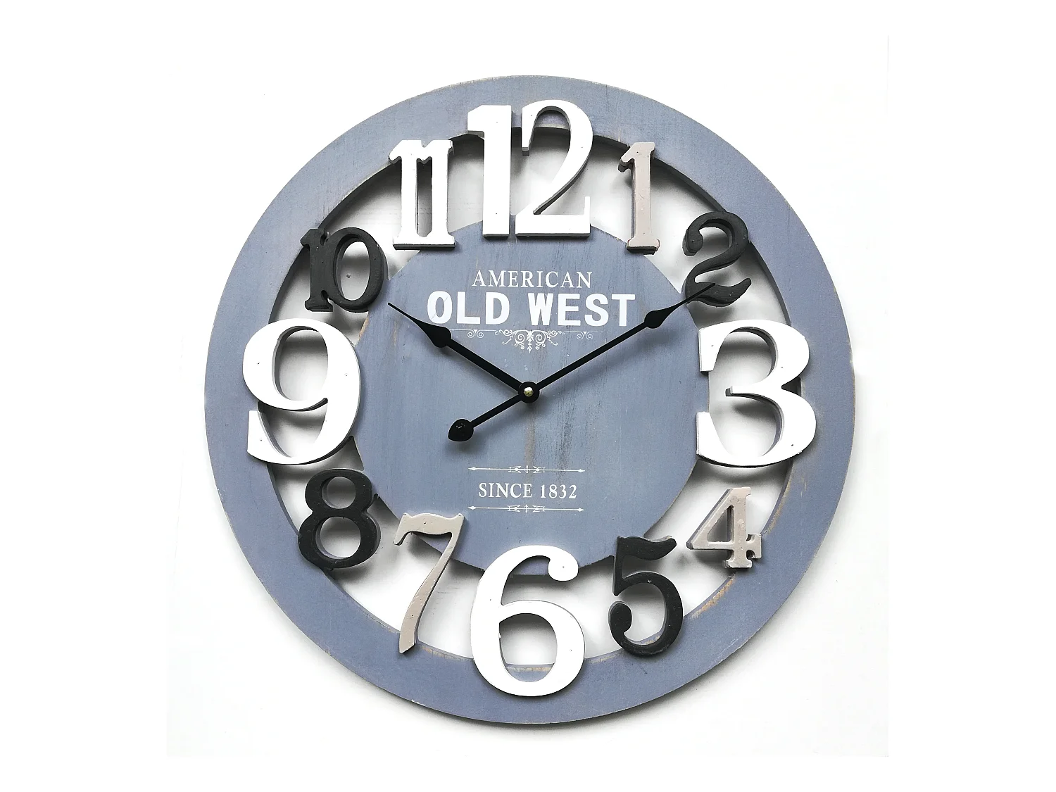 Orologio A Muro Tondo Legno Grigio Bianco Moderno 55x55x4,5