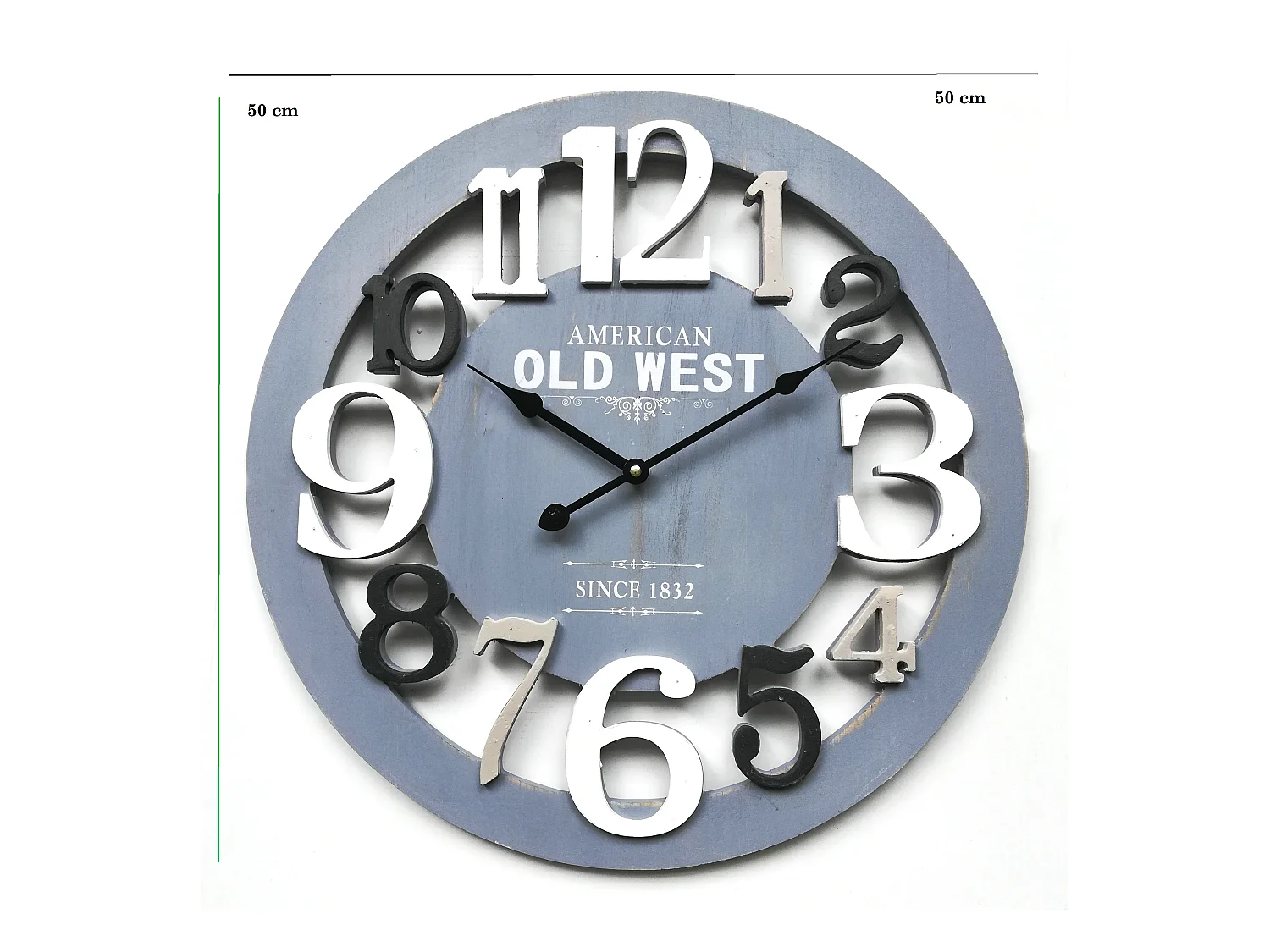 Orologio A Muro Tondo Legno Grigio Bianco Moderno 55x55x4,5