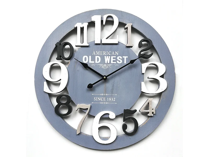 Orologio A Muro Tondo Legno Grigio Bianco Moderno 55x55x4,5