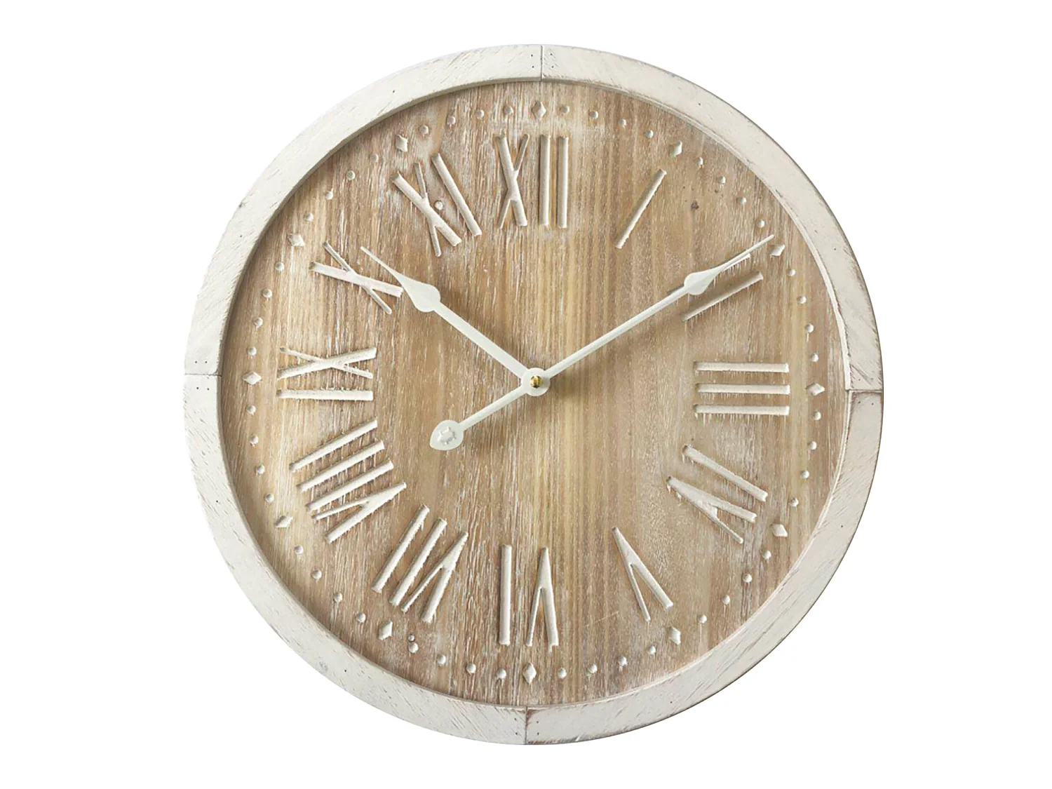 Orologio A Parete Tondo Marrone Bianco Mdf Analogico 40x40x4,5