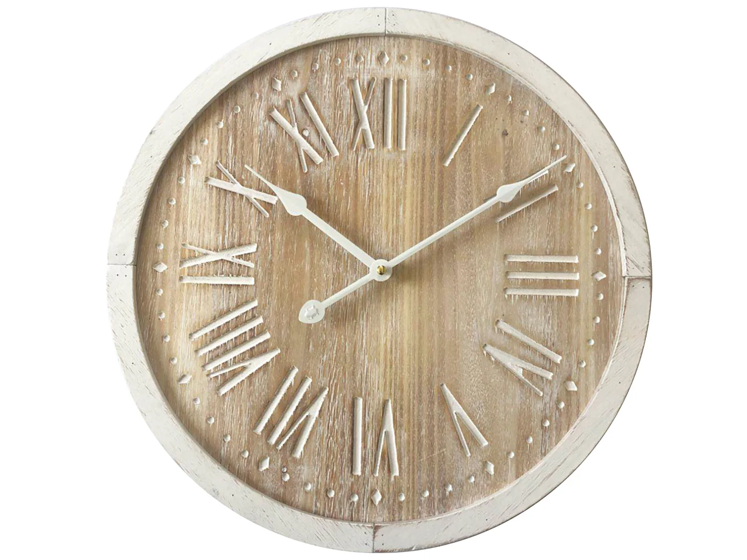 Orologio A Parete Tondo Marrone Bianco Mdf Analogico 40x40x4,5