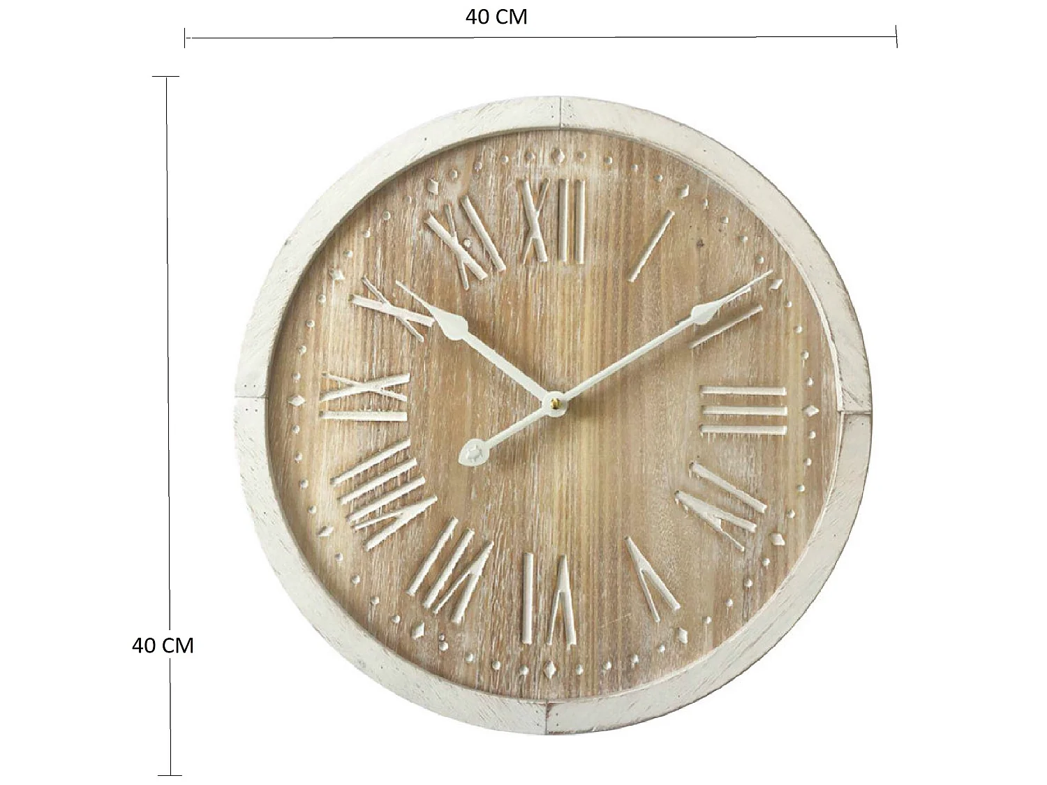 Orologio A Parete Tondo Marrone Bianco Mdf Analogico 40x40x4,5