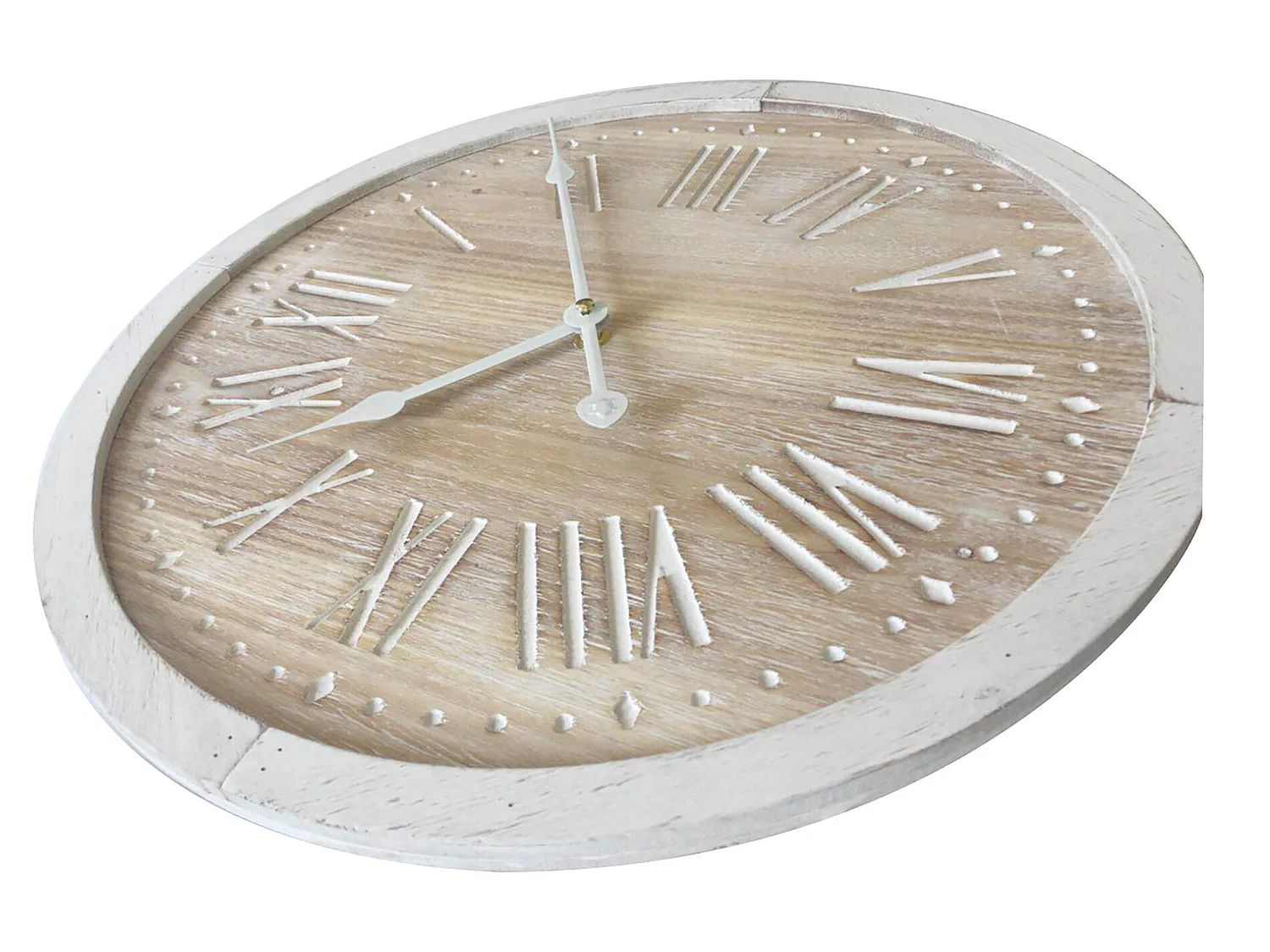 Orologio A Parete Tondo Marrone Bianco Mdf Analogico 40x40x4,5