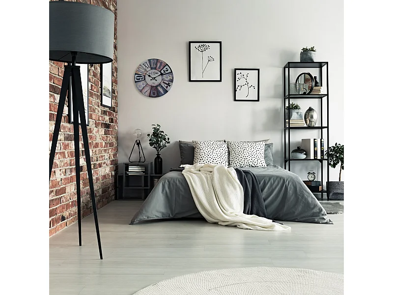 Relógio de Parede Decorativo Mdf Branco Castanho Cinzento Retro Estilo