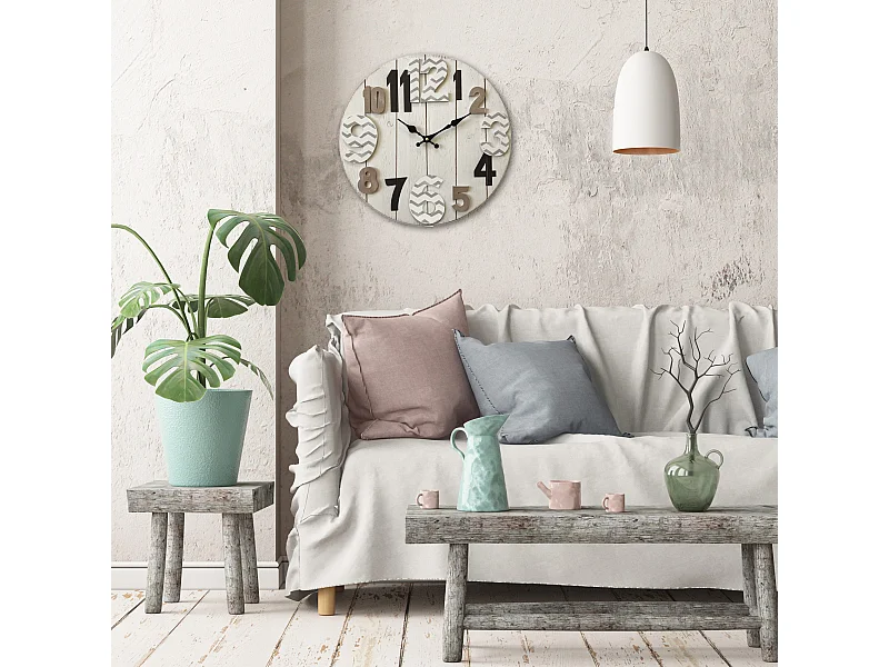 Relógio Suspenso Mdf Branco Moderno Sala de Cozinha 40x40x4,5