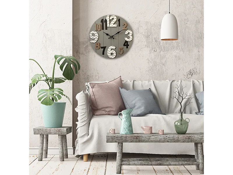 Orologio Da Muro Orologi Legno Mdf Grigio Moderno 40x40x4,5